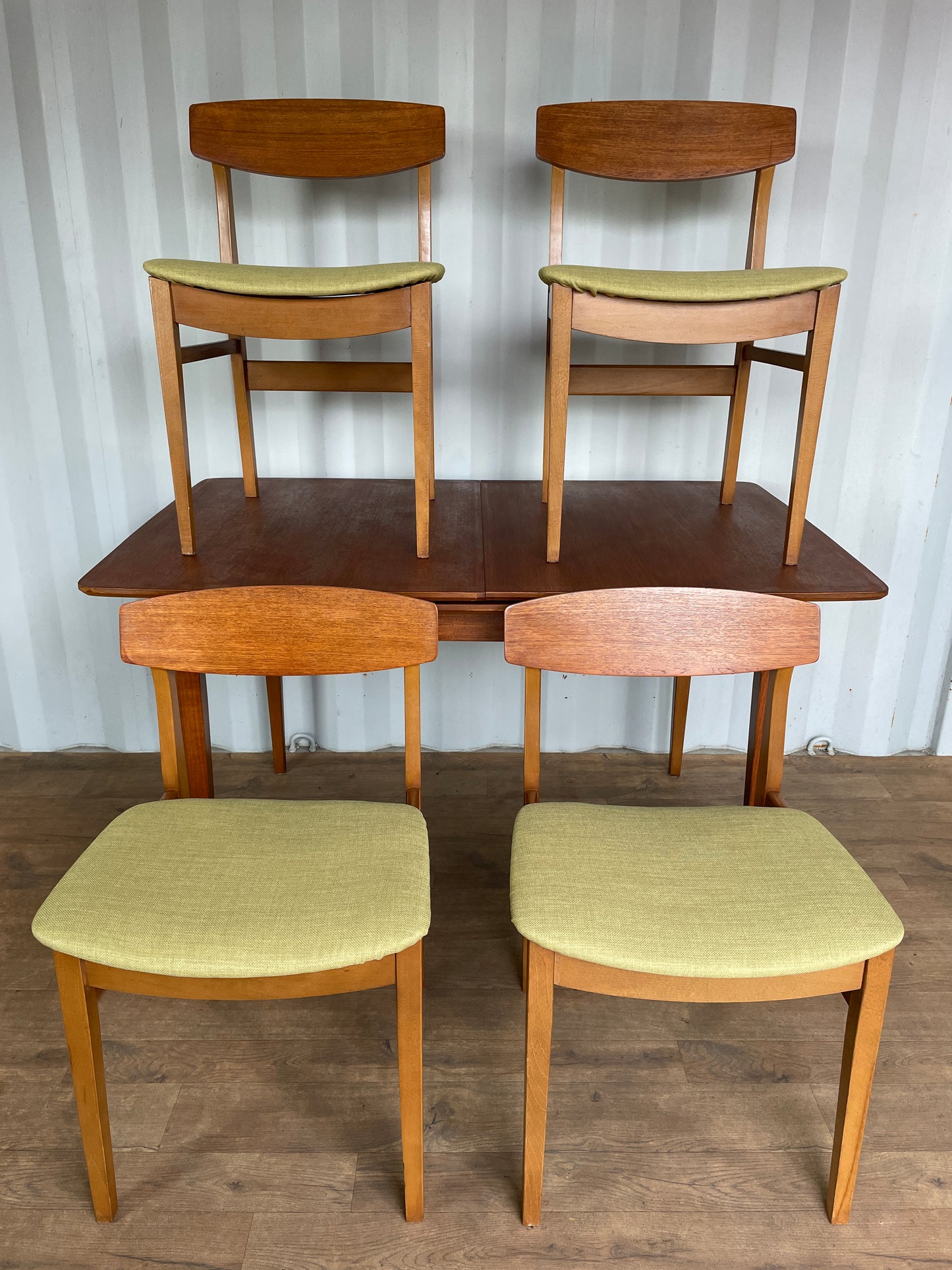 Dining Table & 4 Chairs by Beautility - Mid Century Teak Extendable Set Vintage UK Made