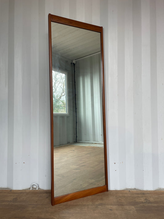 Vintage Teak Full Length Wall Mirror – Mid Century Modern Tall Danish Style Dressing Mirror 141cm