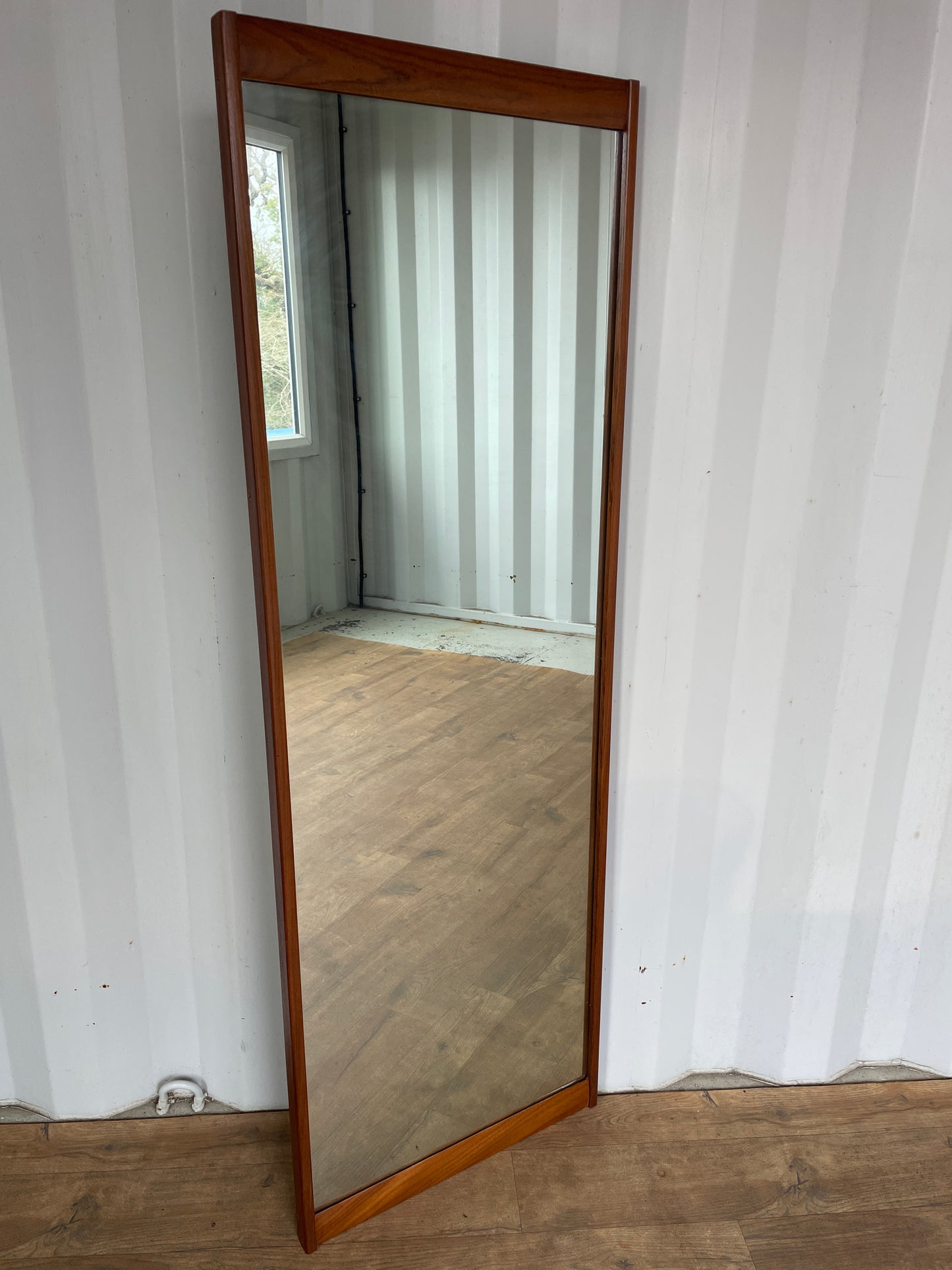 Vintage Teak Full Length Wall Mirror – Mid Century Modern Tall Danish Style Dressing Mirror 141cm