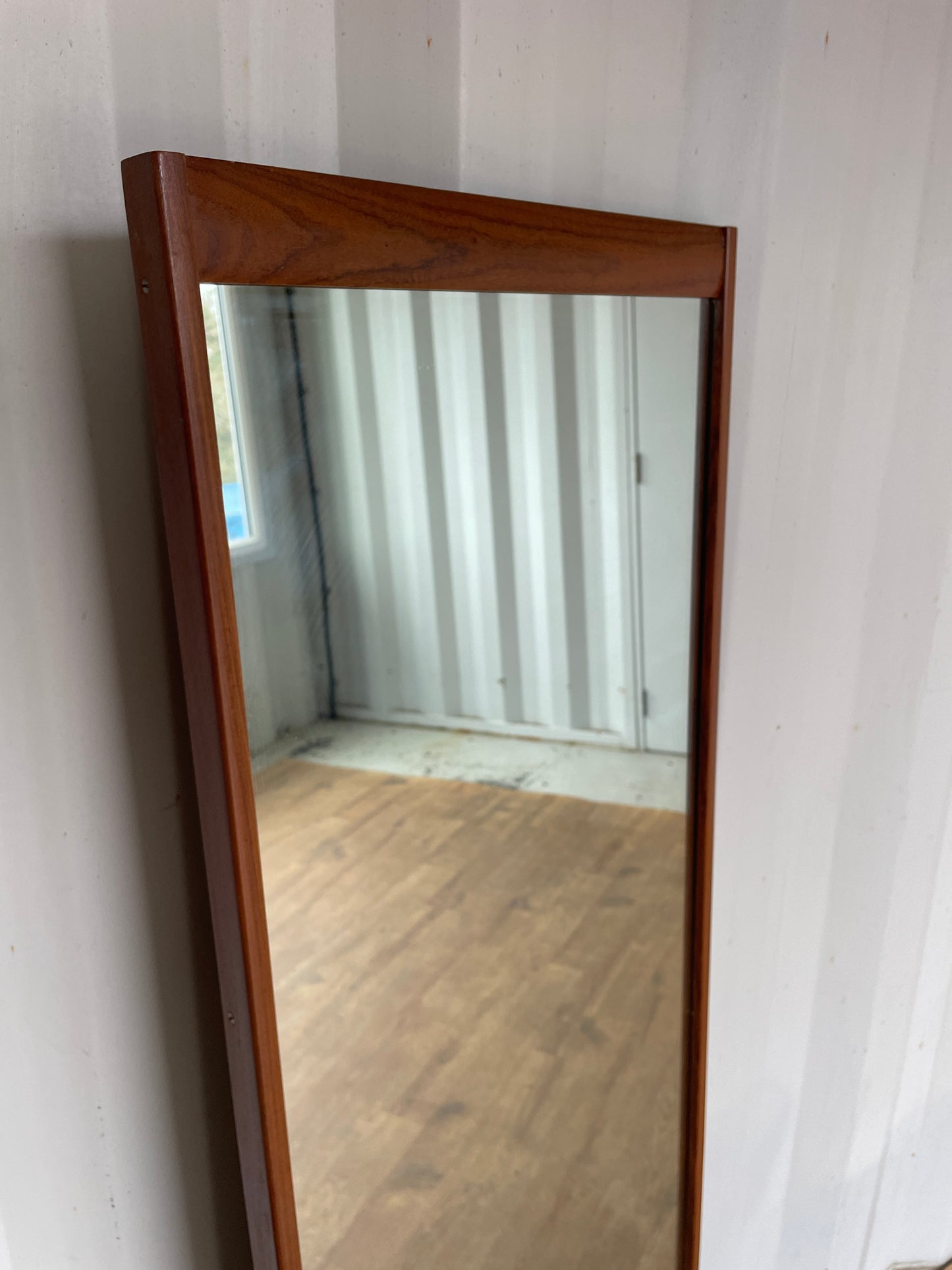 Vintage Teak Full Length Wall Mirror – Mid Century Modern Tall Danish Style Dressing Mirror 141cm