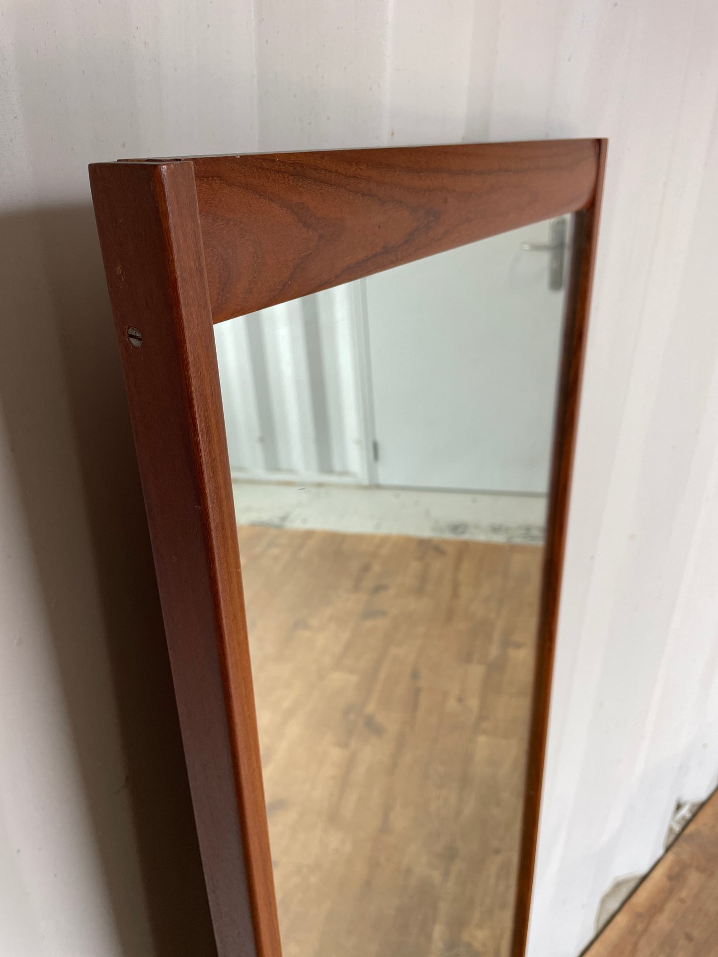 Vintage Teak Full Length Wall Mirror – Mid Century Modern Tall Danish Style Dressing Mirror 141cm