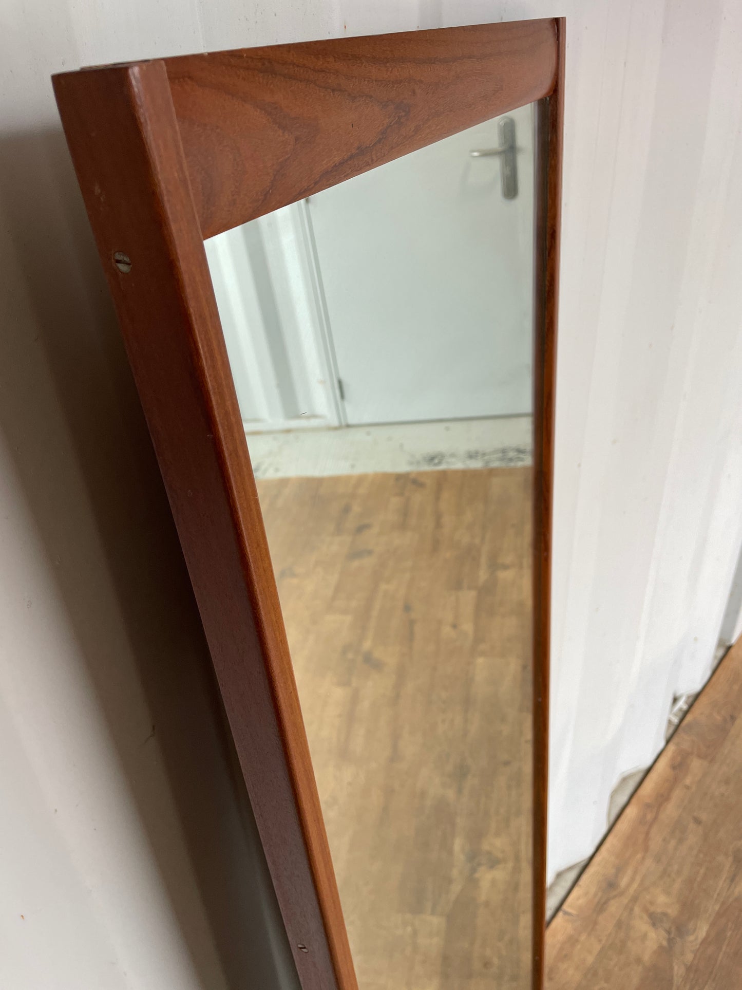 Vintage Teak Full Length Wall Mirror – Mid Century Modern Tall Danish Style Dressing Mirror 141cm