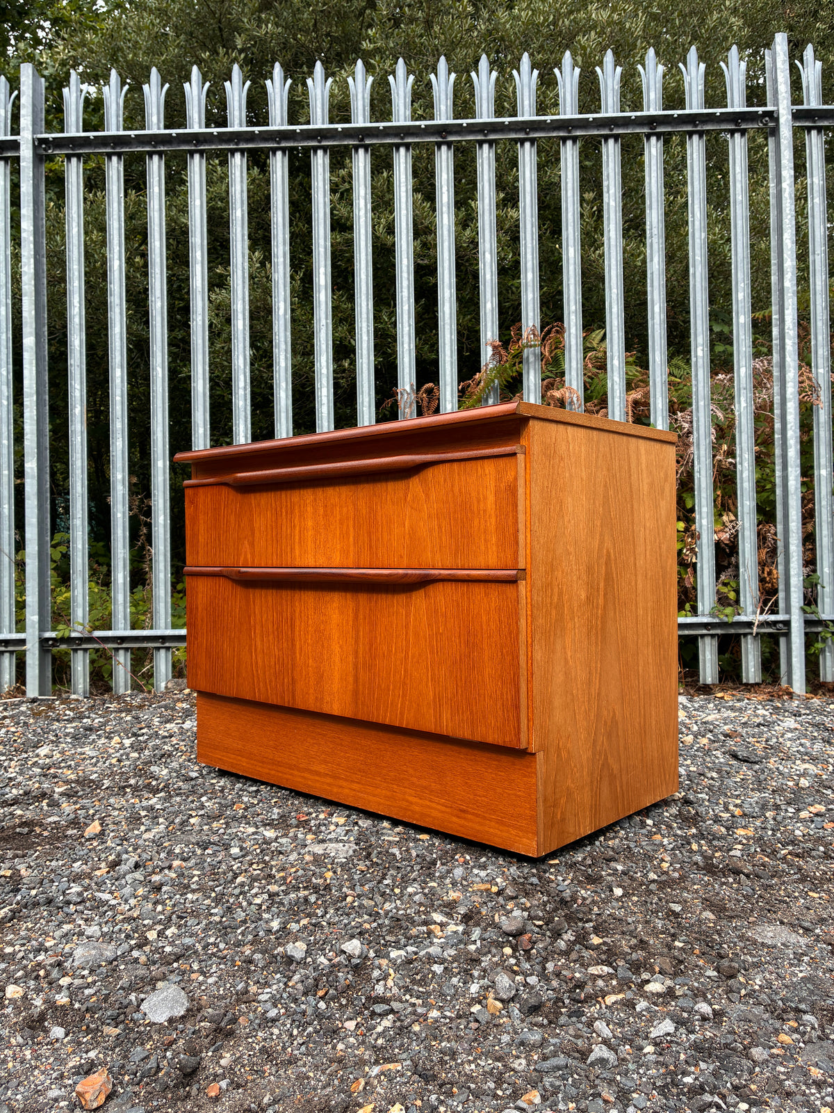 Vintage Teak TV Cabinet | Small Media Unit with Drawer & Drop-Front Storage - Mid-Century