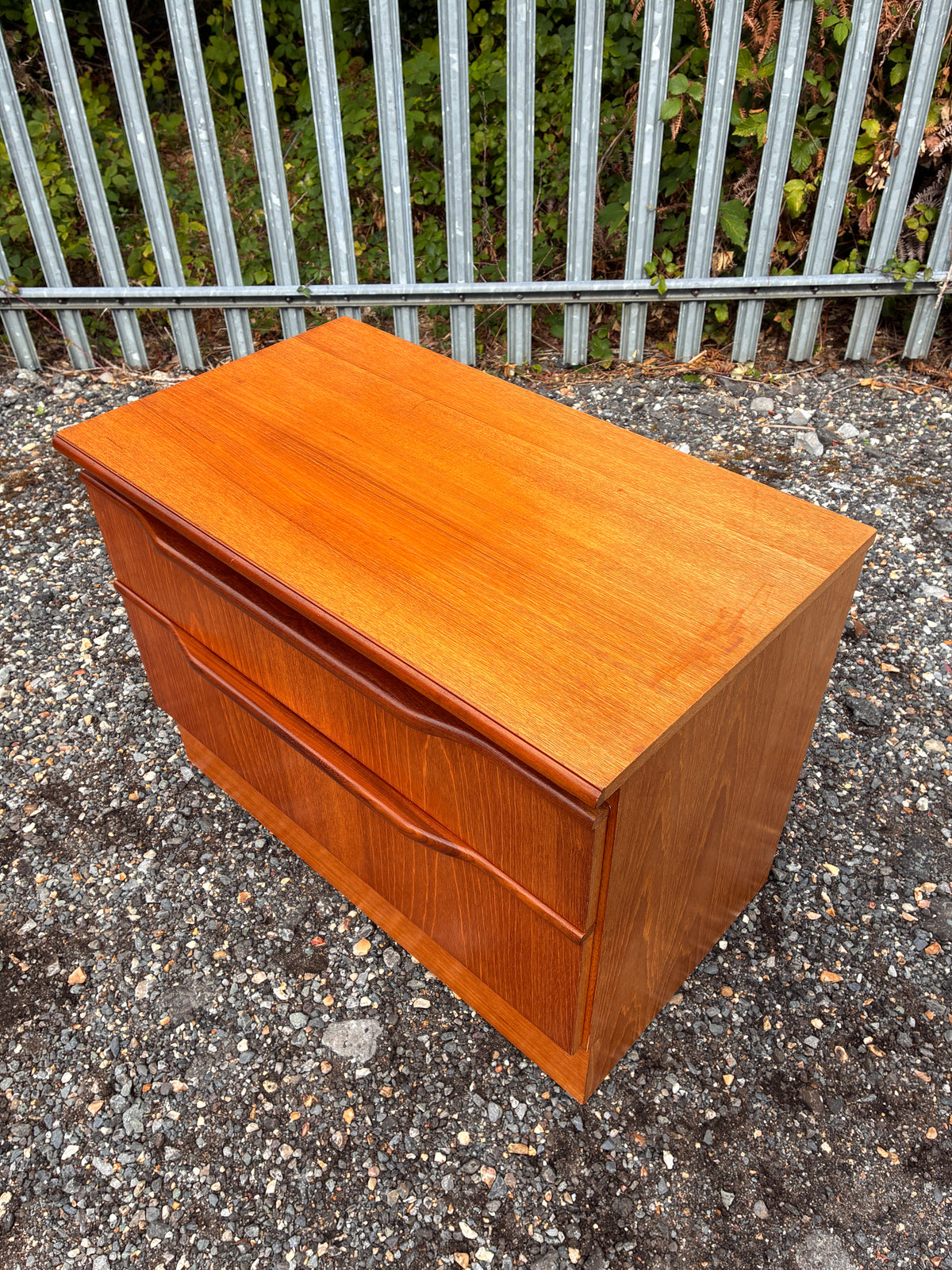 Vintage Teak TV Cabinet | Small Media Unit with Drawer & Drop-Front Storage - Mid-Century