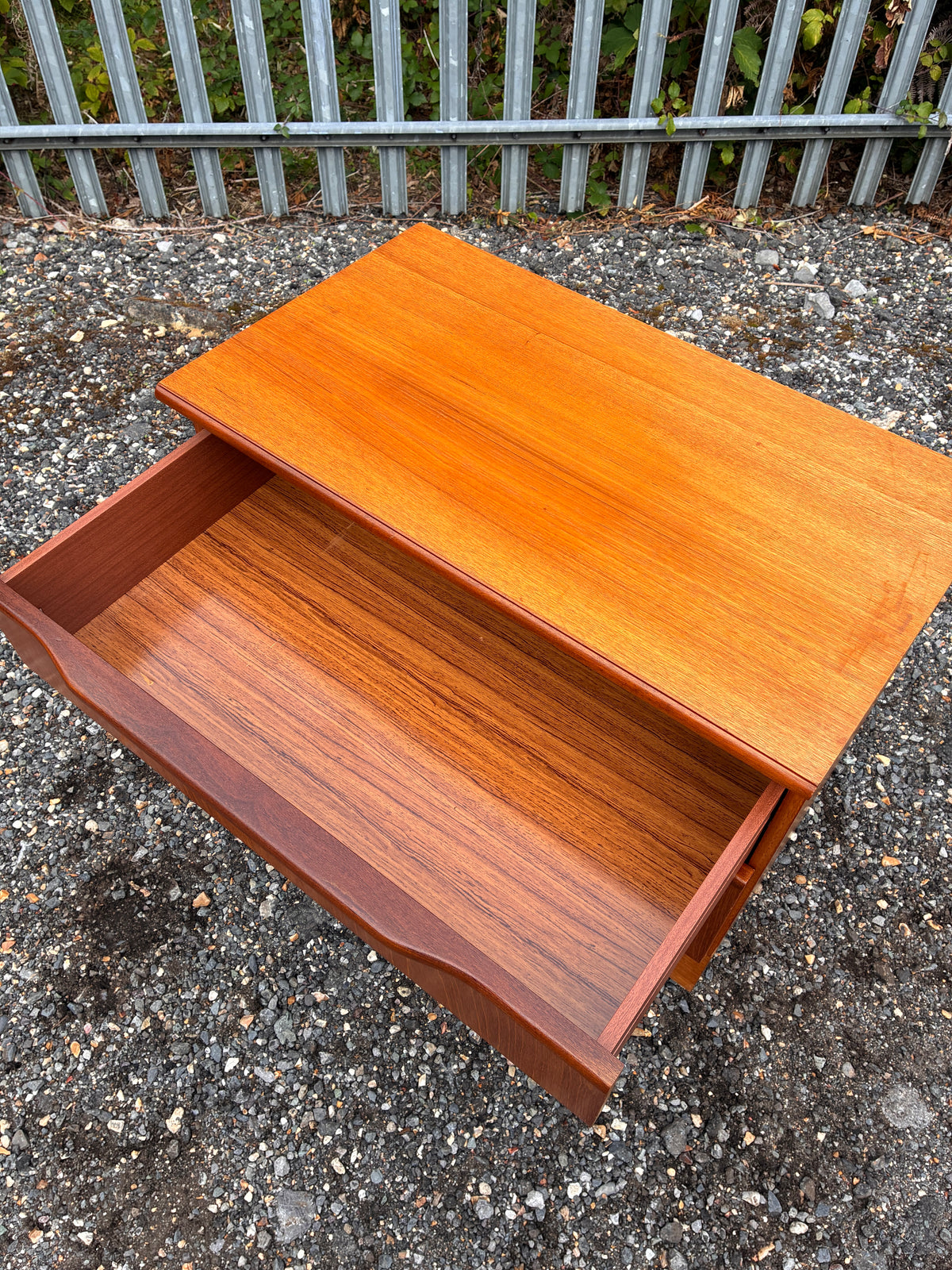 Vintage Teak TV Cabinet | Small Media Unit with Drawer & Drop-Front Storage - Mid-Century