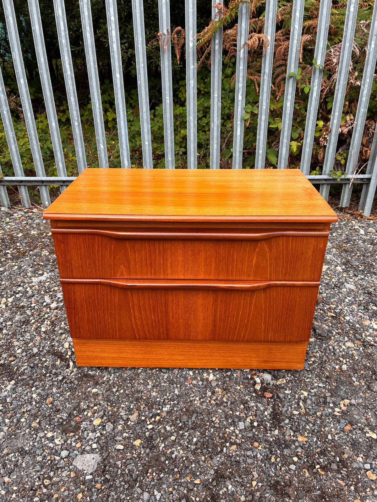 Vintage Teak TV Cabinet | Small Media Unit with Drawer & Drop-Front Storage - Mid-Century