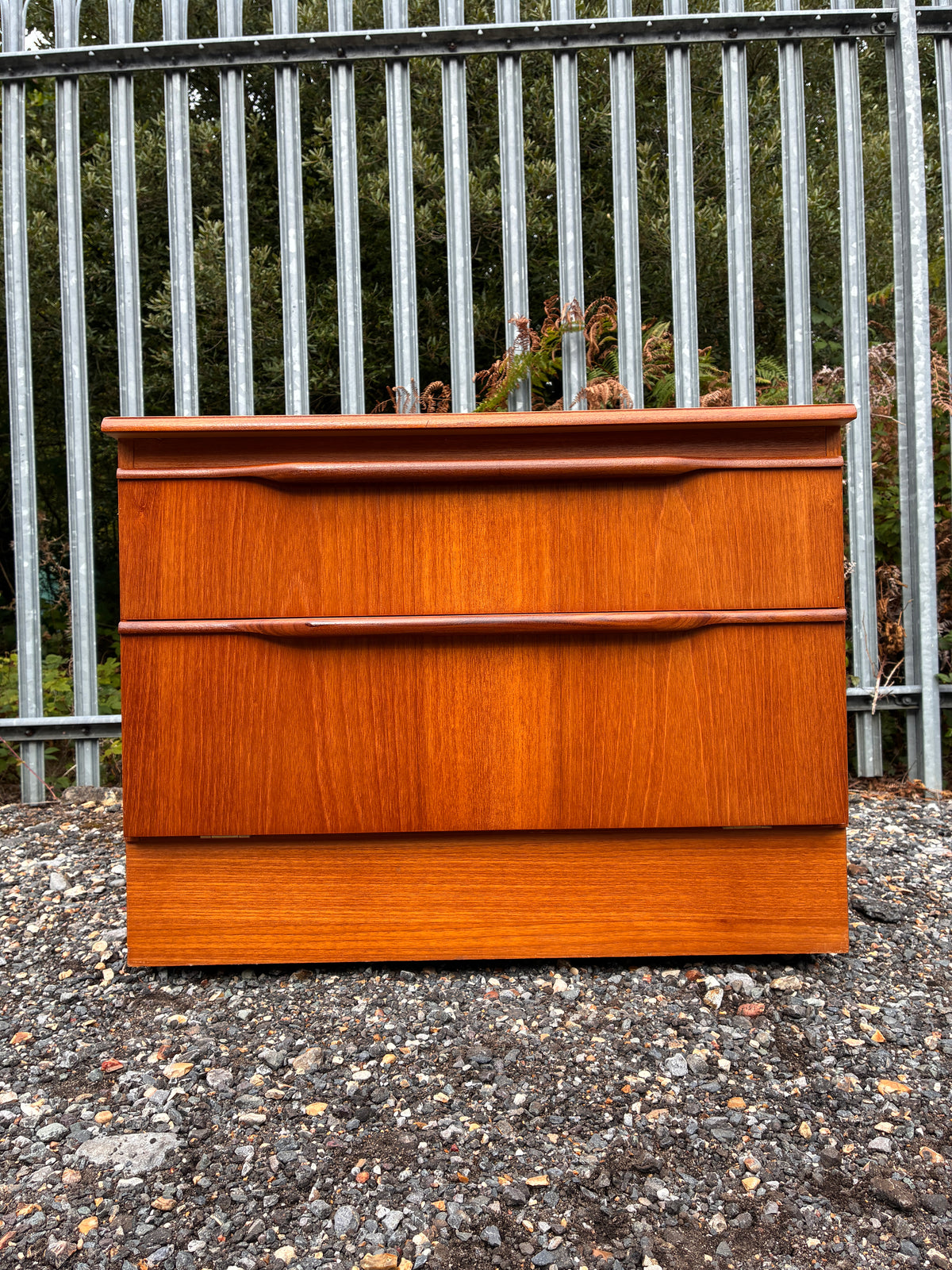 Vintage Teak TV Cabinet | Small Media Unit with Drawer & Drop-Front Storage - Mid-Century