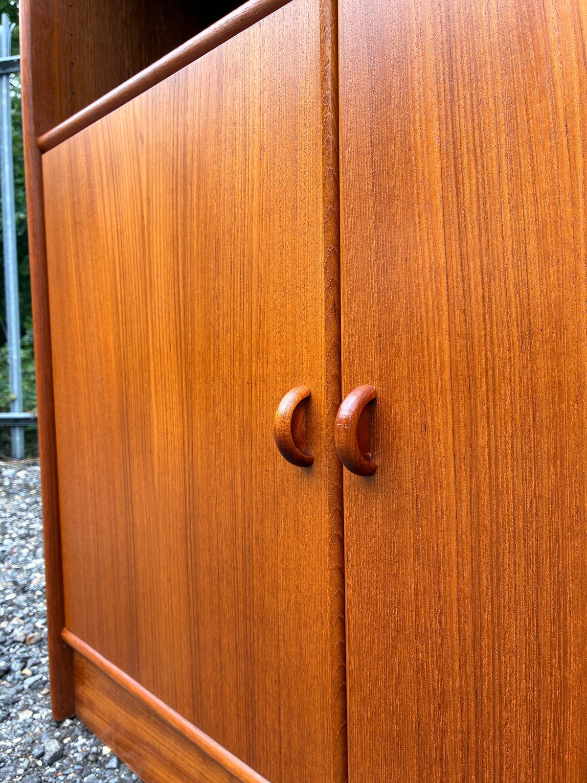 Danish Mid-Century Teak Tall Shelving Unit Bookcase with Cupboard Storage