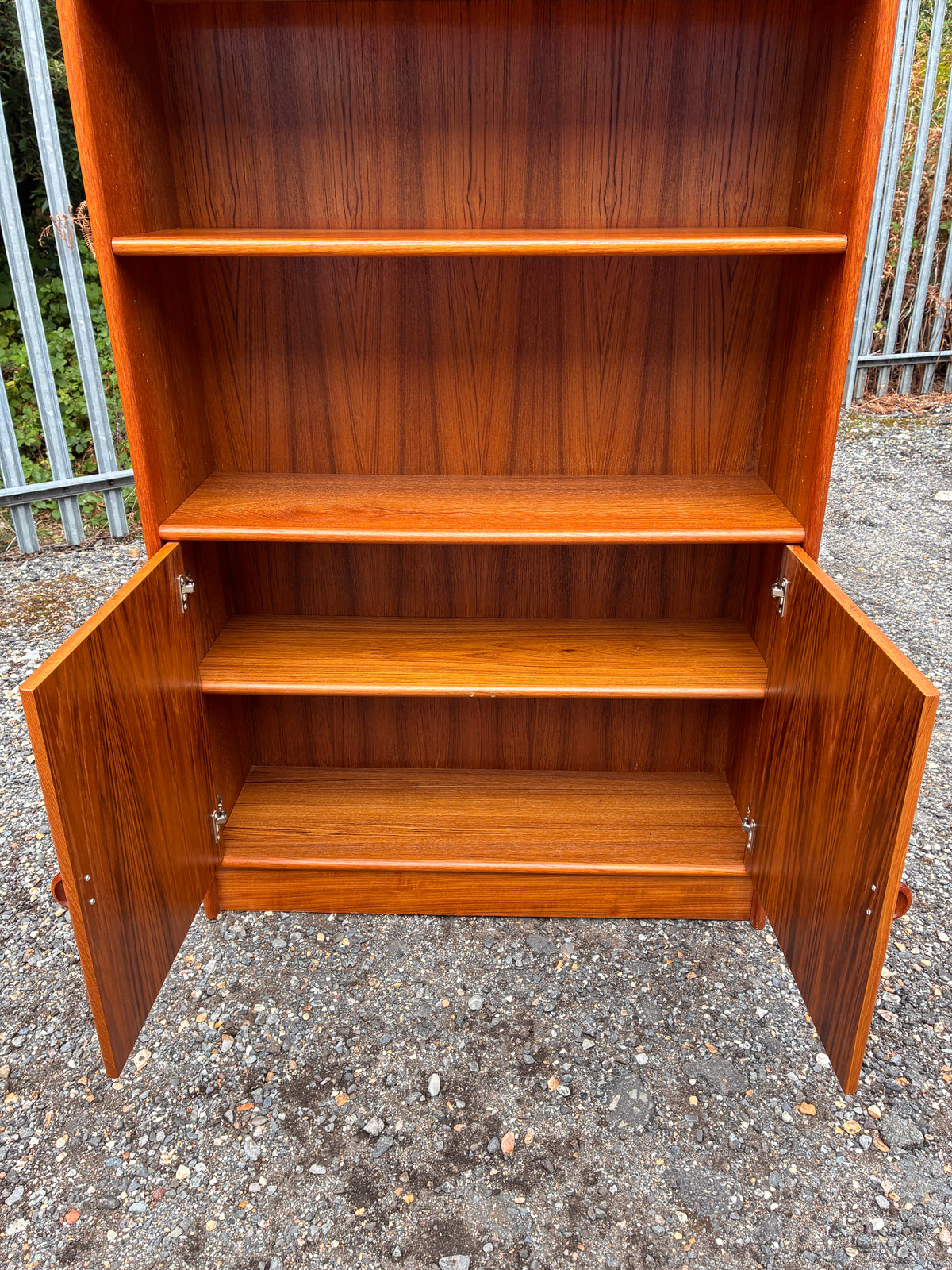 Danish Mid-Century Teak Tall Shelving Unit Bookcase with Cupboard Storage