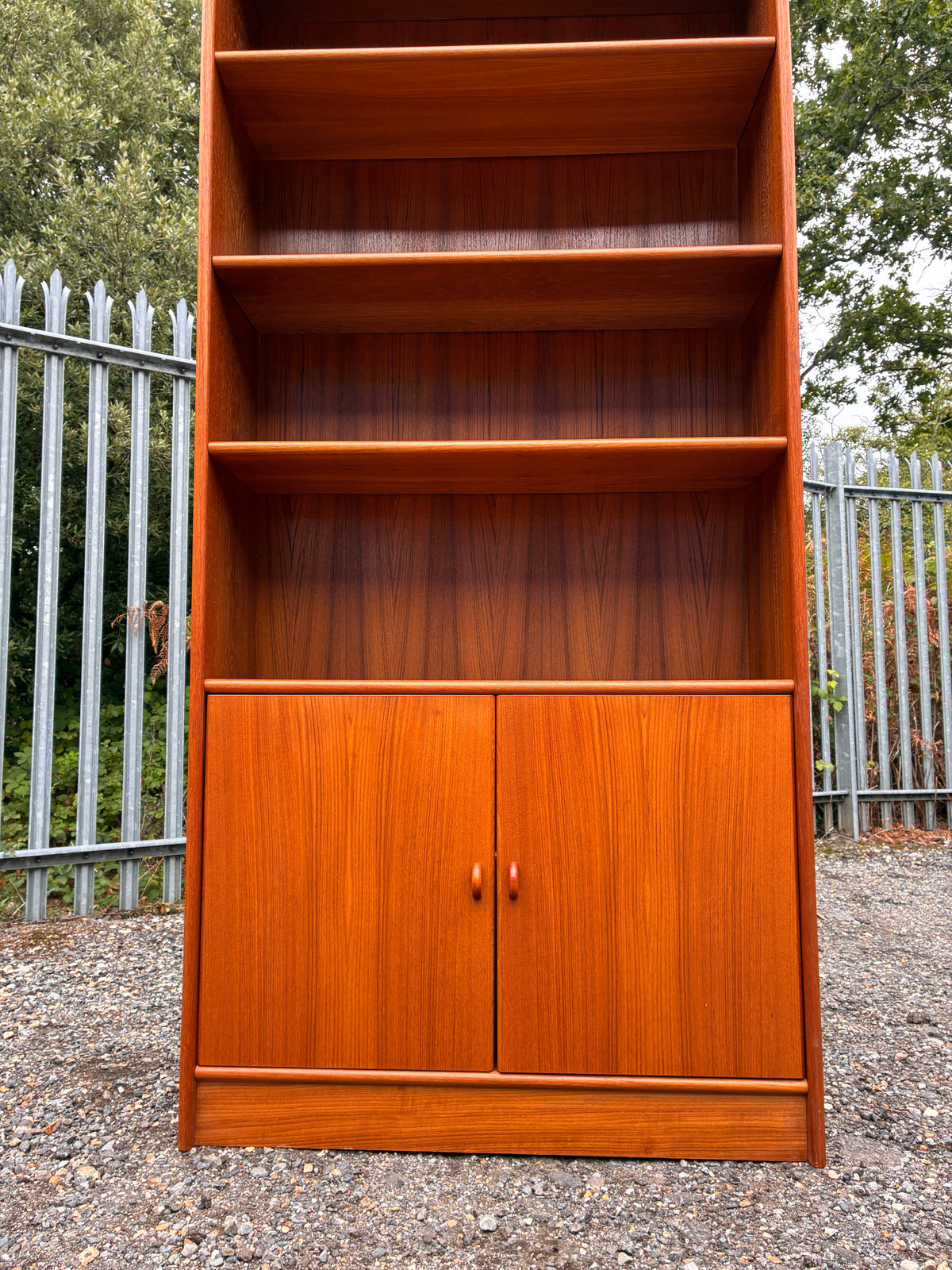 Danish Mid-Century Teak Tall Shelving Unit Bookcase with Cupboard Storage