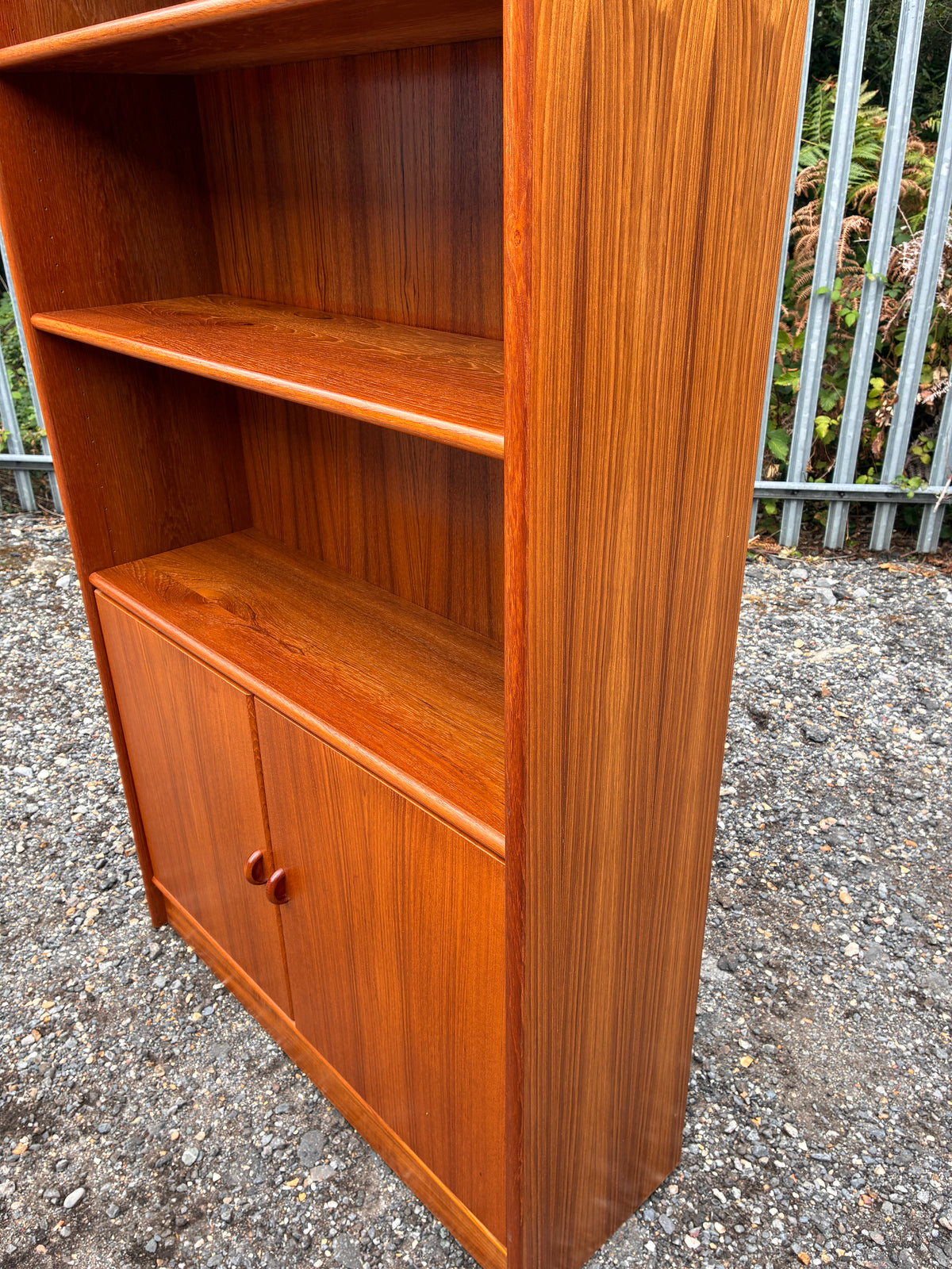 Danish Mid-Century Teak Tall Shelving Unit Bookcase with Cupboard Storage