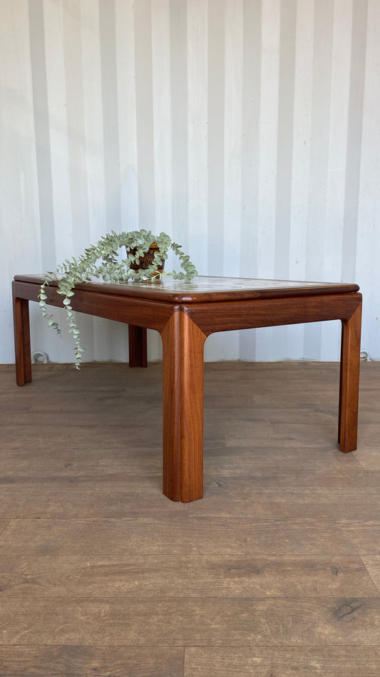 G Plan Coffee Table with Tiled Top Teak Mid-Century – Vintage Retro Tile Inlay Table – 111cm