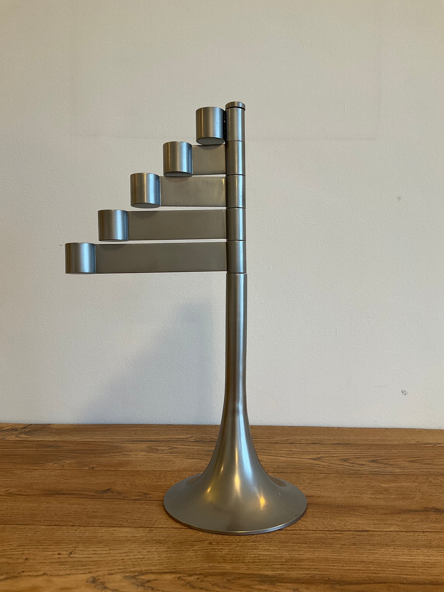 Vintage 1970s Georges Bourgeois Habitat Steel Swing Arm Candle Holder – Sculptural Modernist Candelabra 35cm