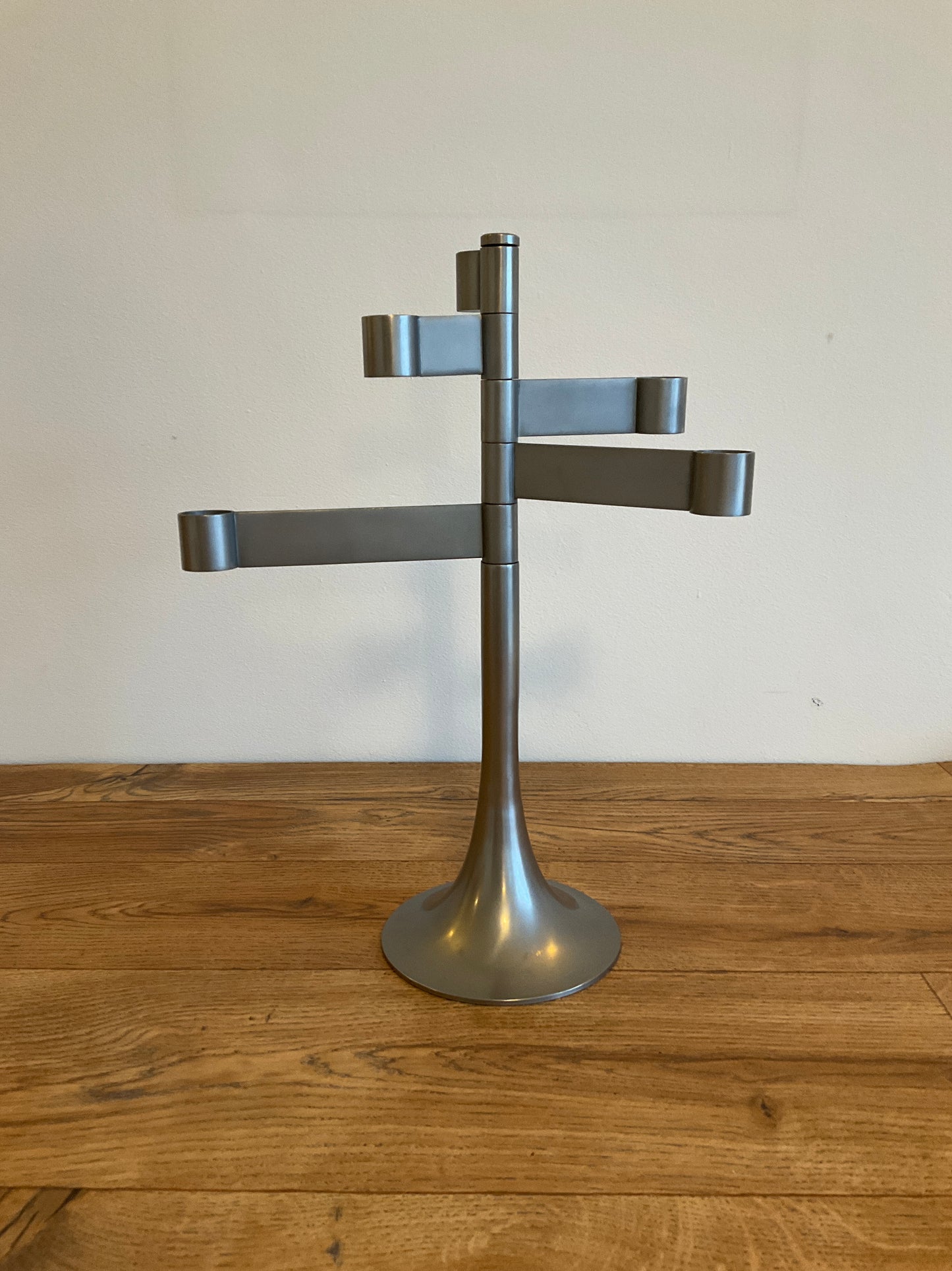 Vintage 1970s Georges Bourgeois Habitat Steel Swing Arm Candle Holder – Sculptural Modernist Candelabra 35cm