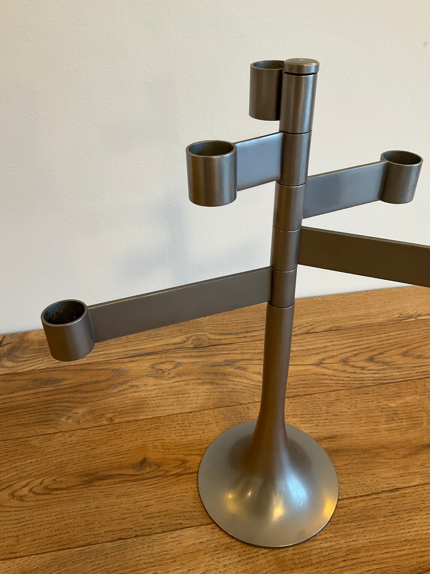 Vintage 1970s Georges Bourgeois Habitat Steel Swing Arm Candle Holder – Sculptural Modernist Candelabra 35cm