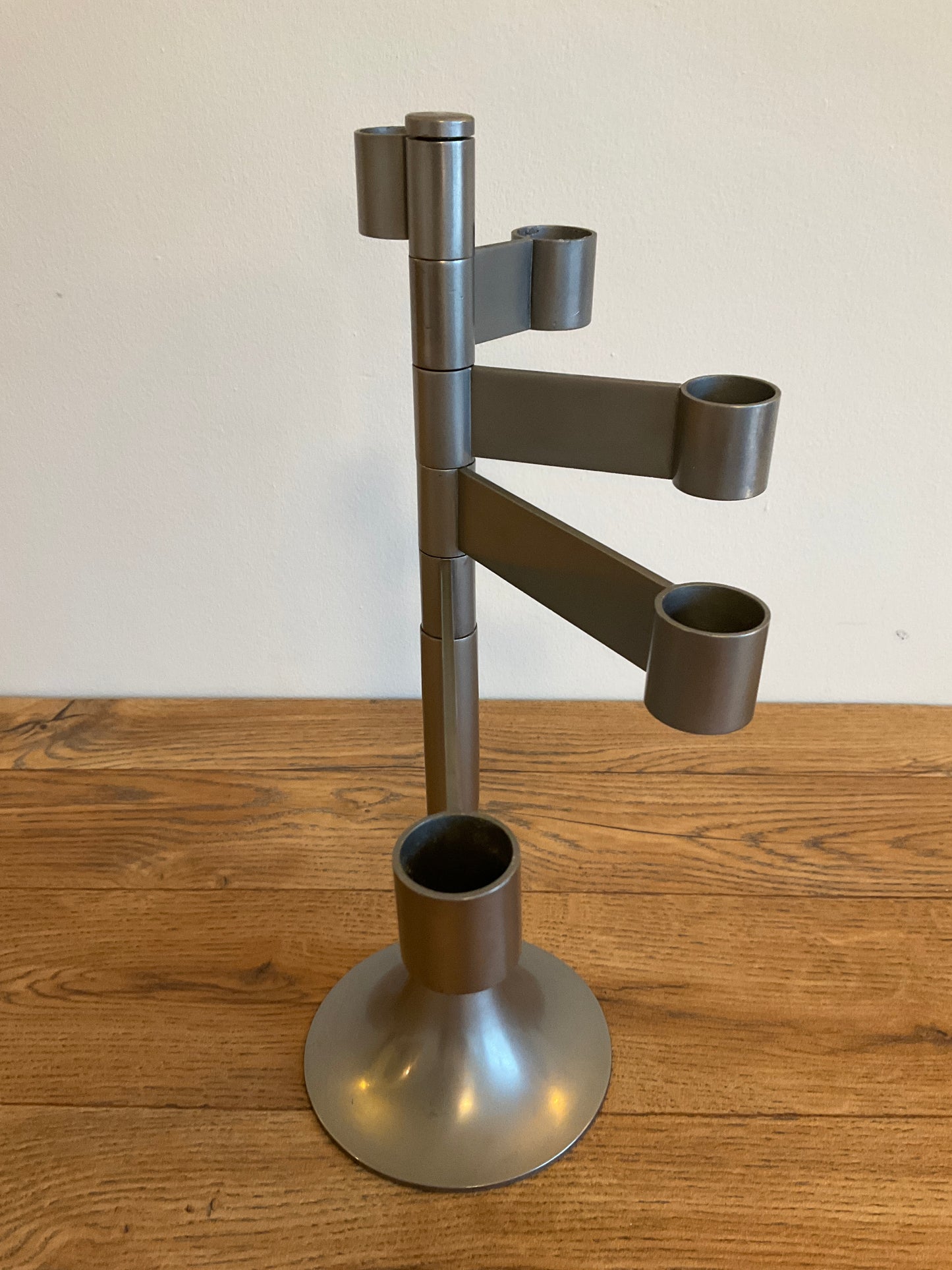 Vintage 1970s Georges Bourgeois Habitat Steel Swing Arm Candle Holder – Sculptural Modernist Candelabra 35cm