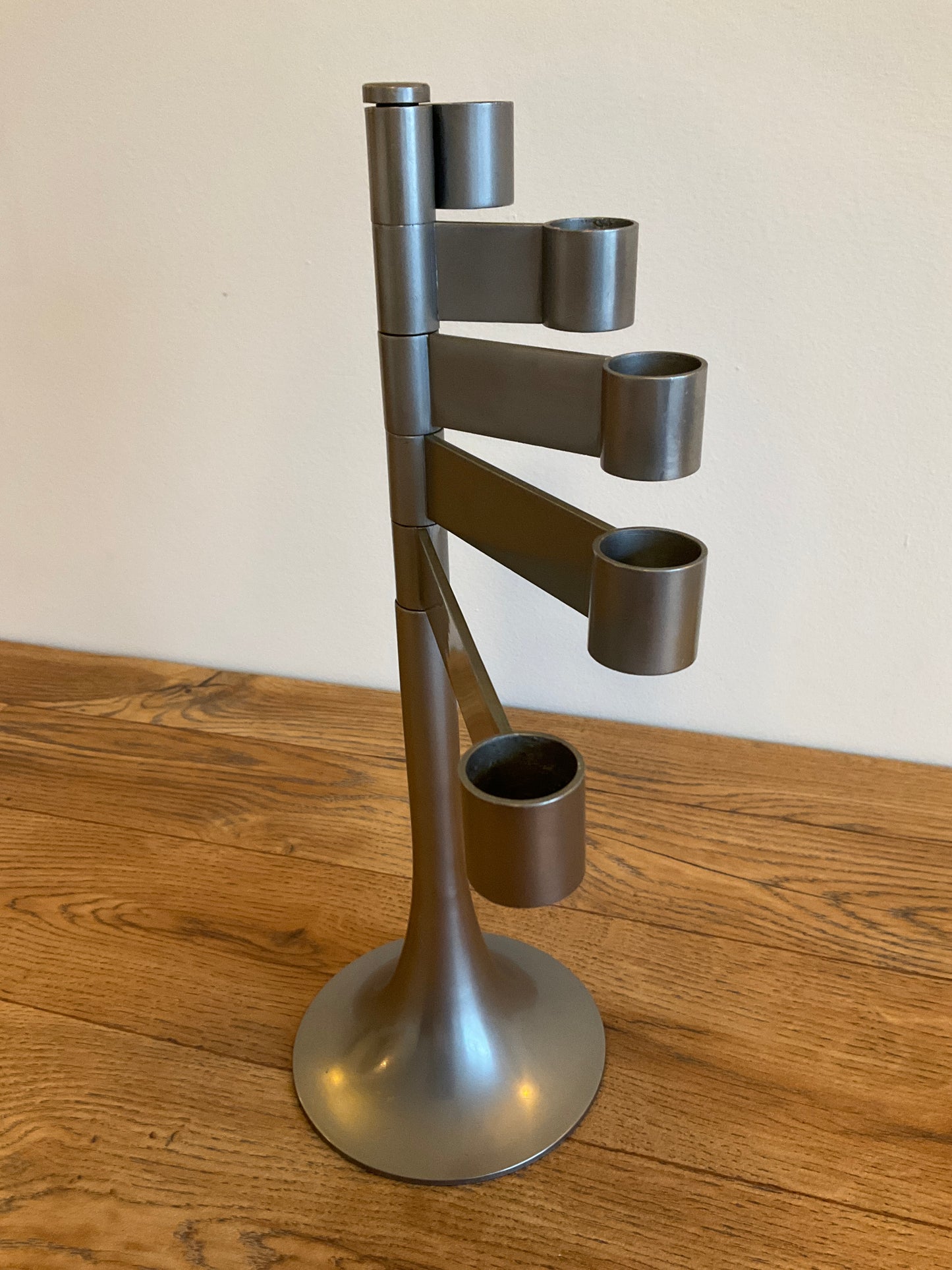 Vintage 1970s Georges Bourgeois Habitat Steel Swing Arm Candle Holder – Sculptural Modernist Candelabra 35cm