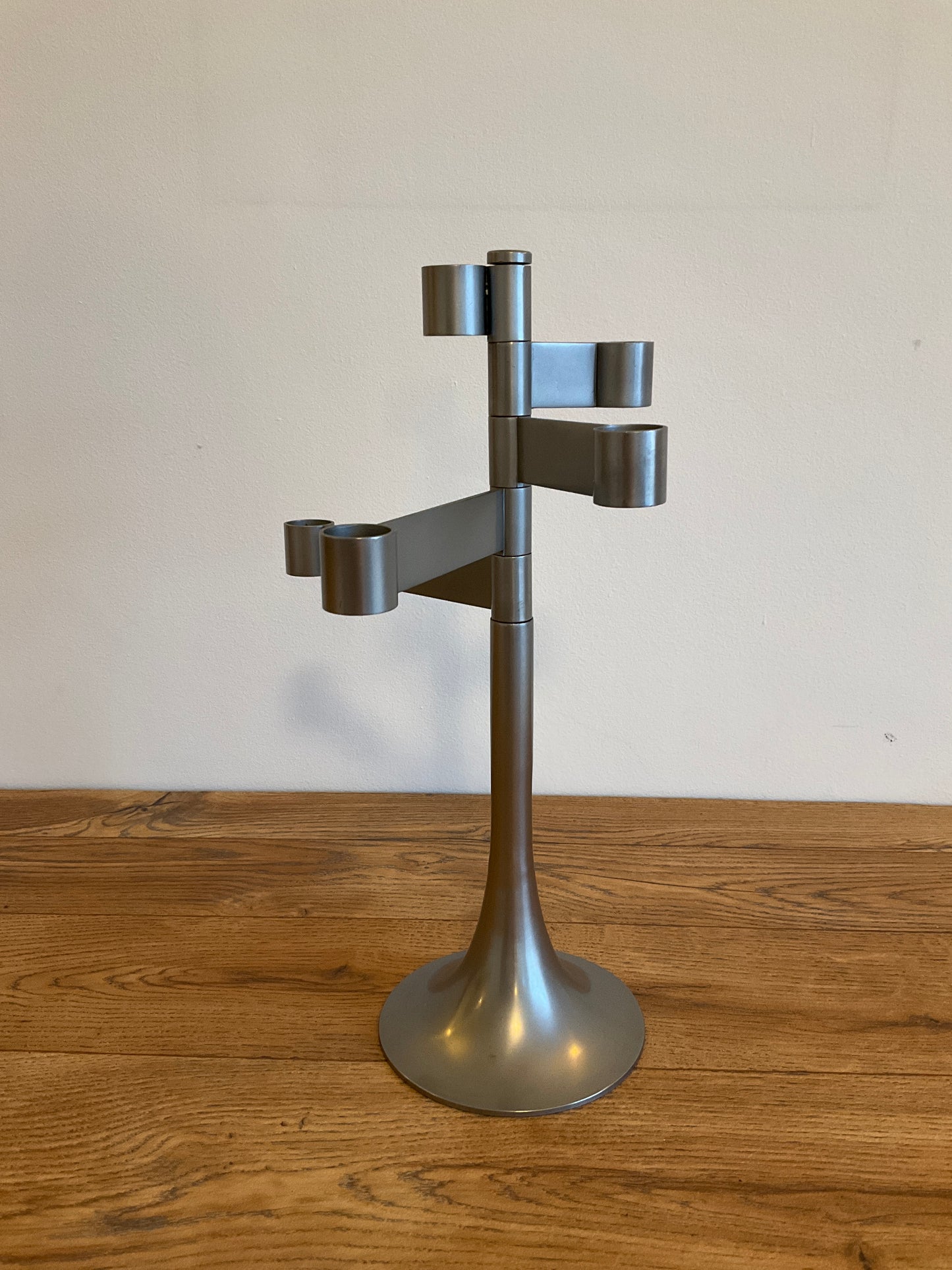 Vintage 1970s Georges Bourgeois Habitat Steel Swing Arm Candle Holder – Sculptural Modernist Candelabra 35cm