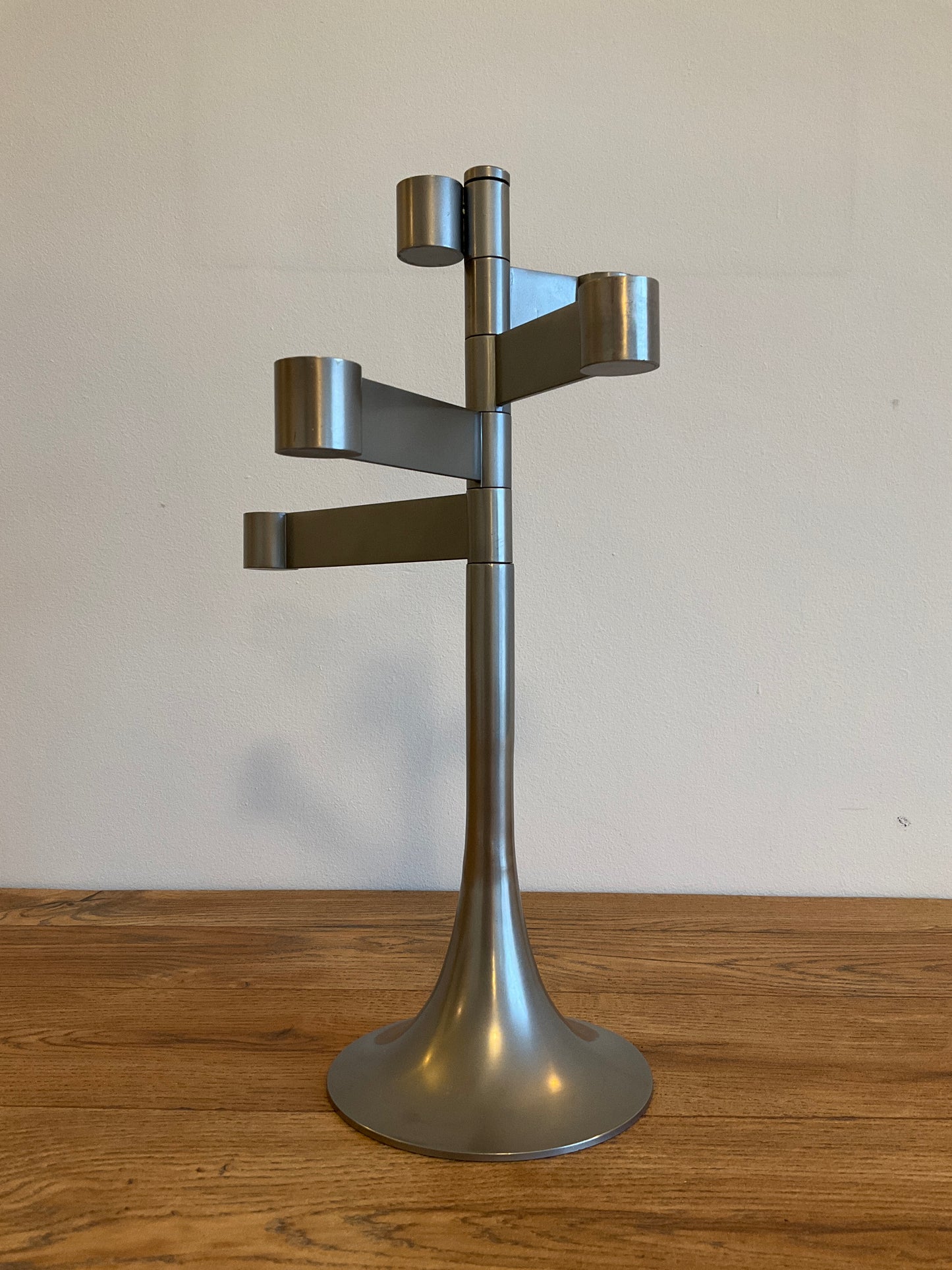 Vintage 1970s Georges Bourgeois Habitat Steel Swing Arm Candle Holder – Sculptural Modernist Candelabra 35cm