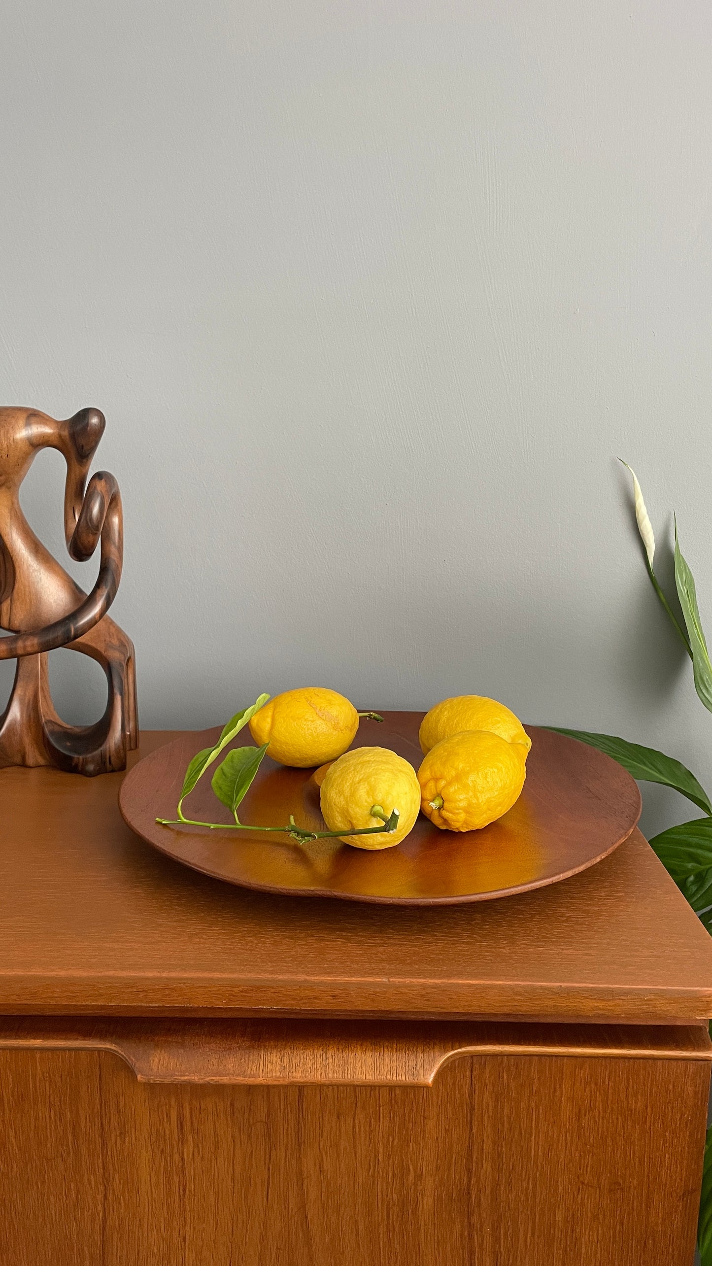 Vintage Teak Fruit Bowl – Handmade Mid-Century Modern Wooden Serving Dish 38cm