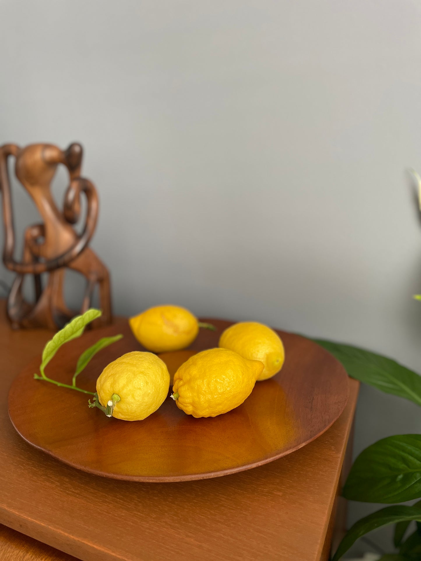 Vintage Teak Fruit Bowl – Handmade Mid-Century Modern Wooden Serving Dish 38cm