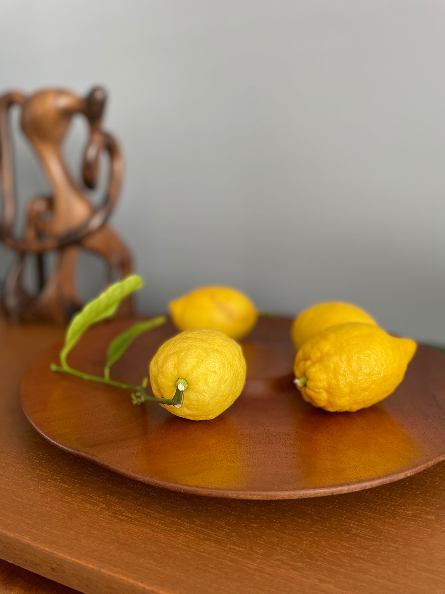 Vintage Teak Fruit Bowl – Handmade Mid-Century Modern Wooden Serving Dish 38cm