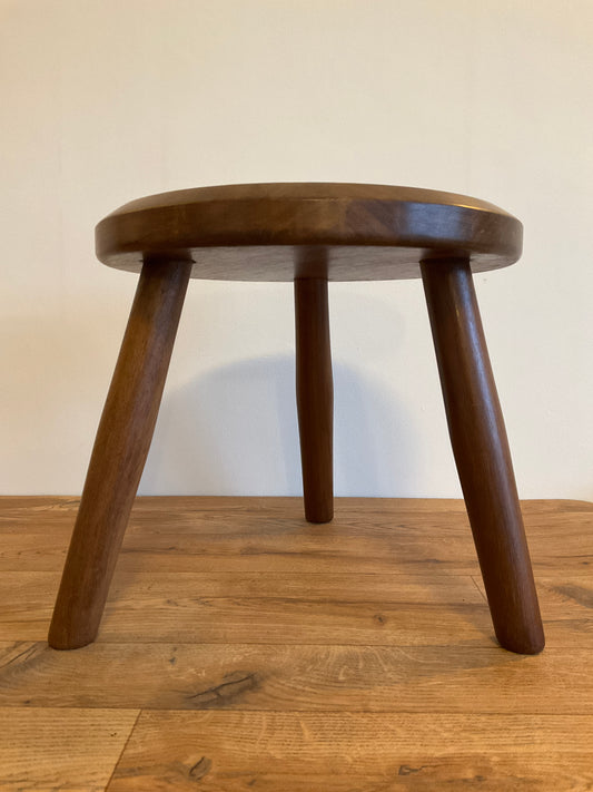 Vintage Mid-Century Solid Wood Three Legged Stool / Plant Stand – 36cm Wide x 33cm High