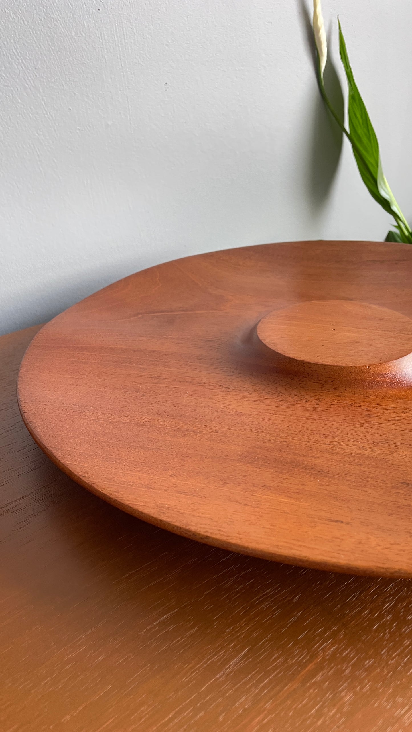 Vintage Teak Fruit Bowl – Handmade Mid-Century Modern Wooden Serving Dish 38cm