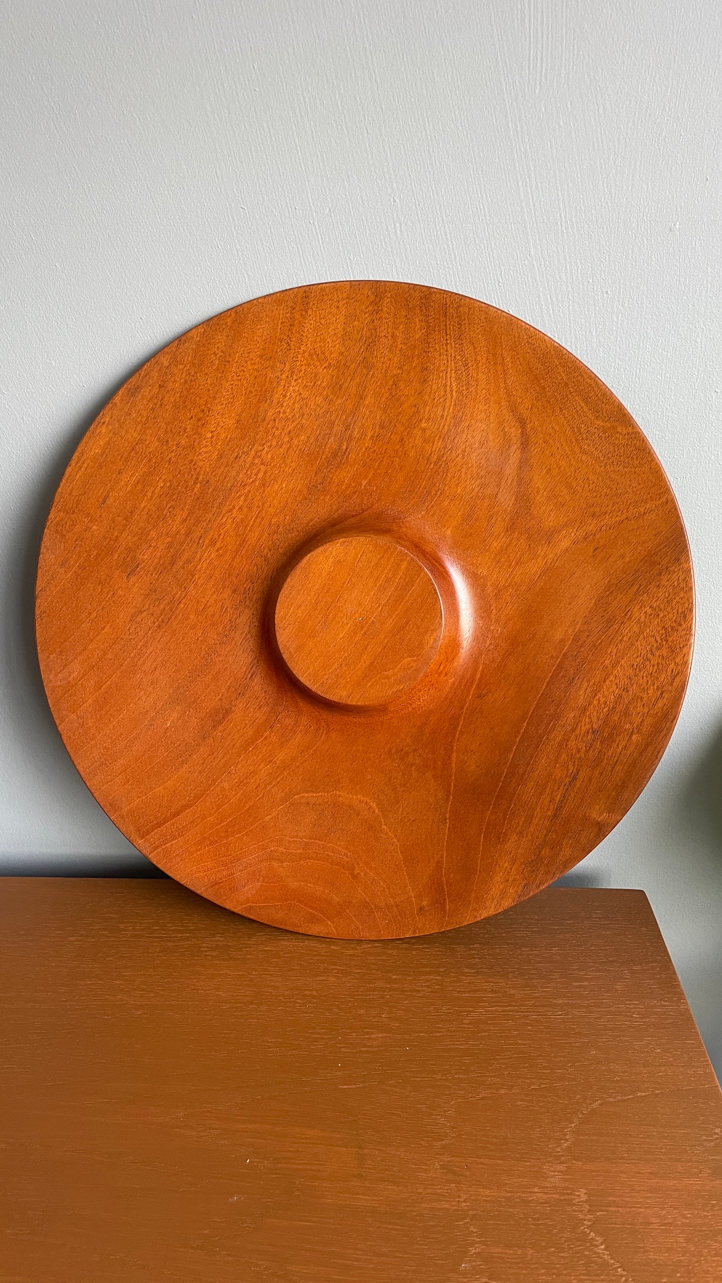 Vintage Teak Fruit Bowl – Handmade Mid-Century Modern Wooden Serving Dish 38cm
