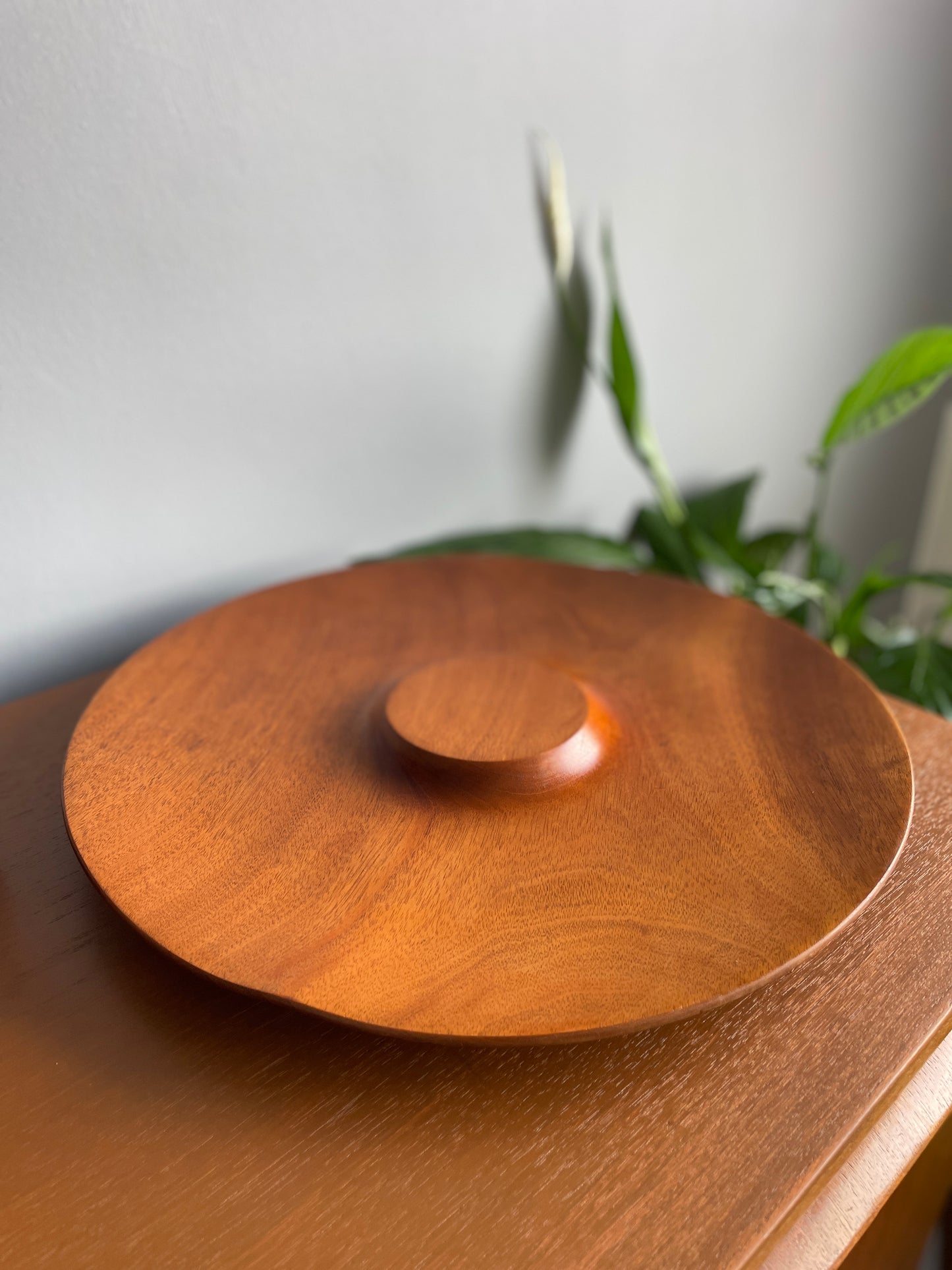 Vintage Teak Fruit Bowl – Handmade Mid-Century Modern Wooden Serving Dish 38cm