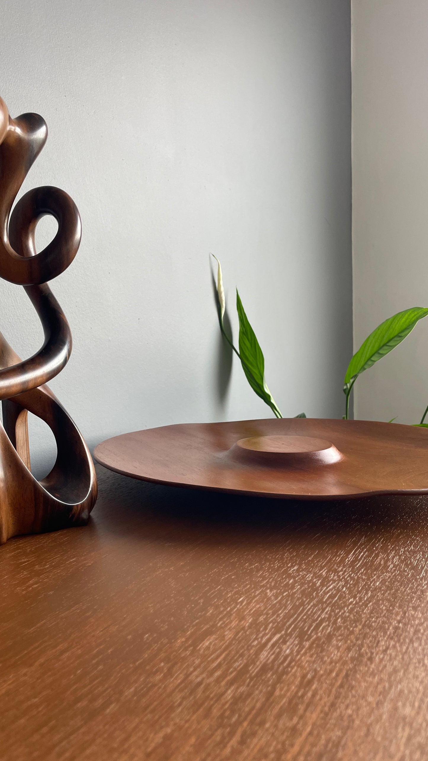 Vintage Teak Fruit Bowl – Handmade Mid-Century Modern Wooden Serving Dish 38cm