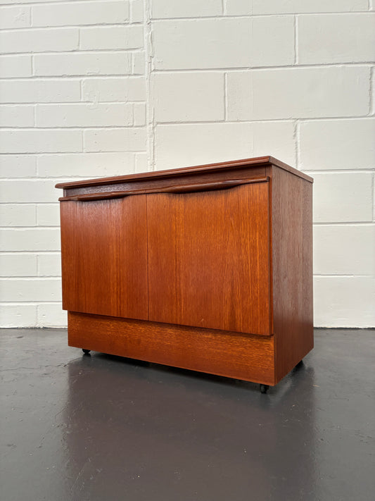 Vintage Mid-Century Teak Record Cabinet | Vinyl Storage Cupboard