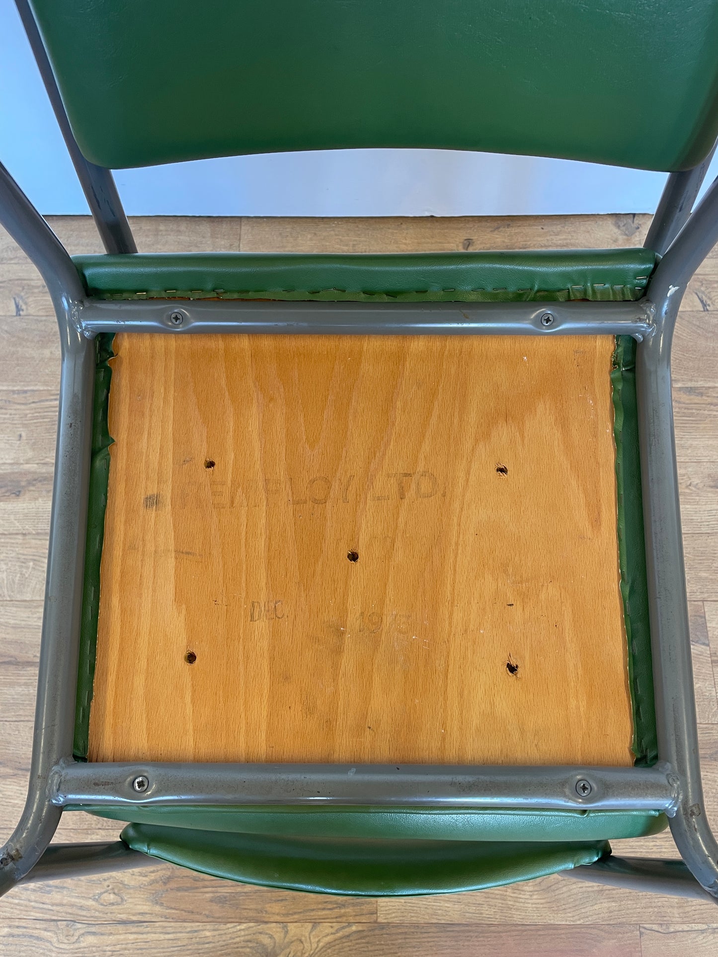 Pair of Vintage Green Vinyl Chairs | Mid-Century Modern Chairs | Industrial Retro Seating by Remploy