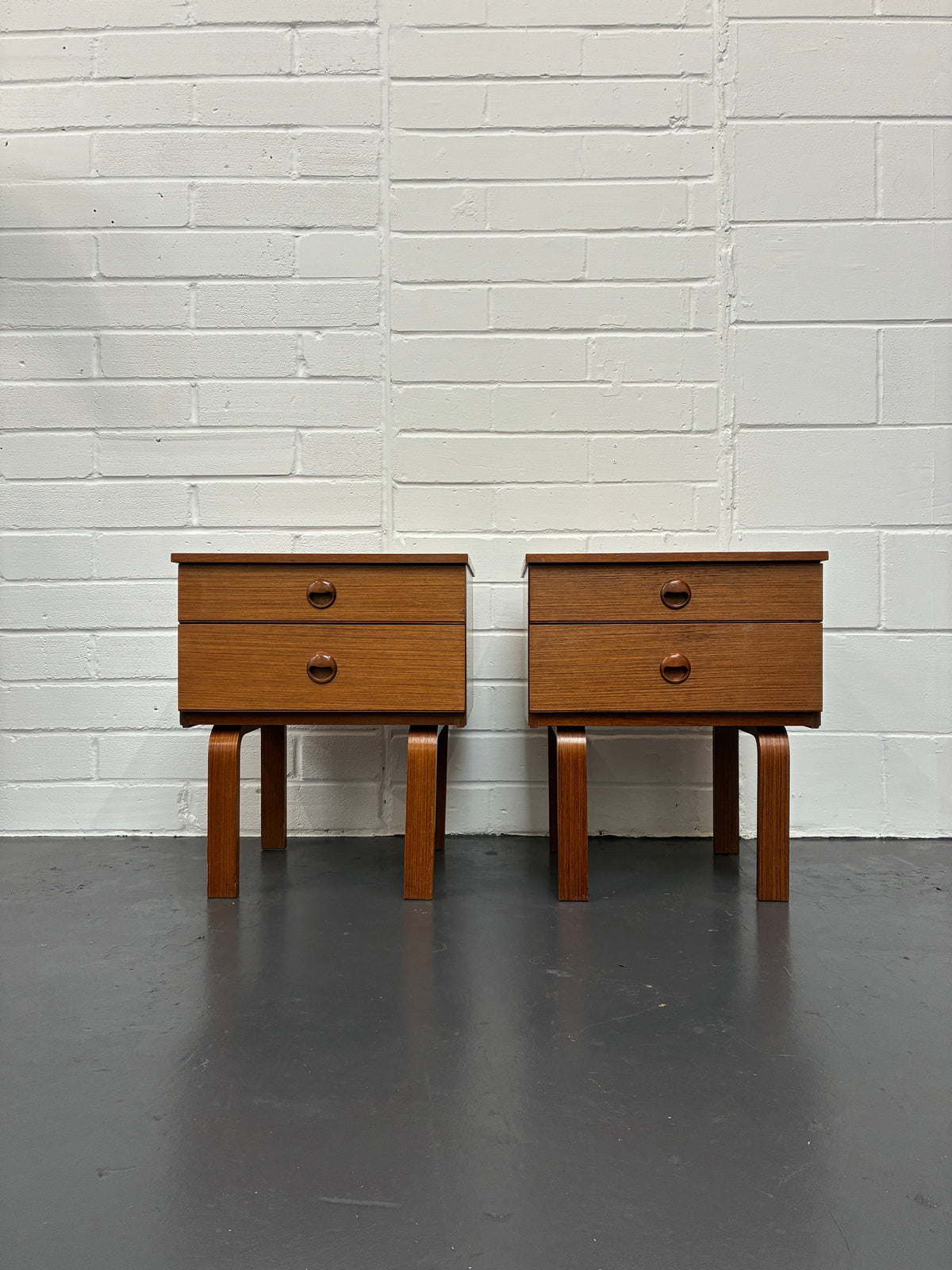Pair of Vintage Mid-Century Schreiber Bedside Tables | Teak Bedside Cabinets
