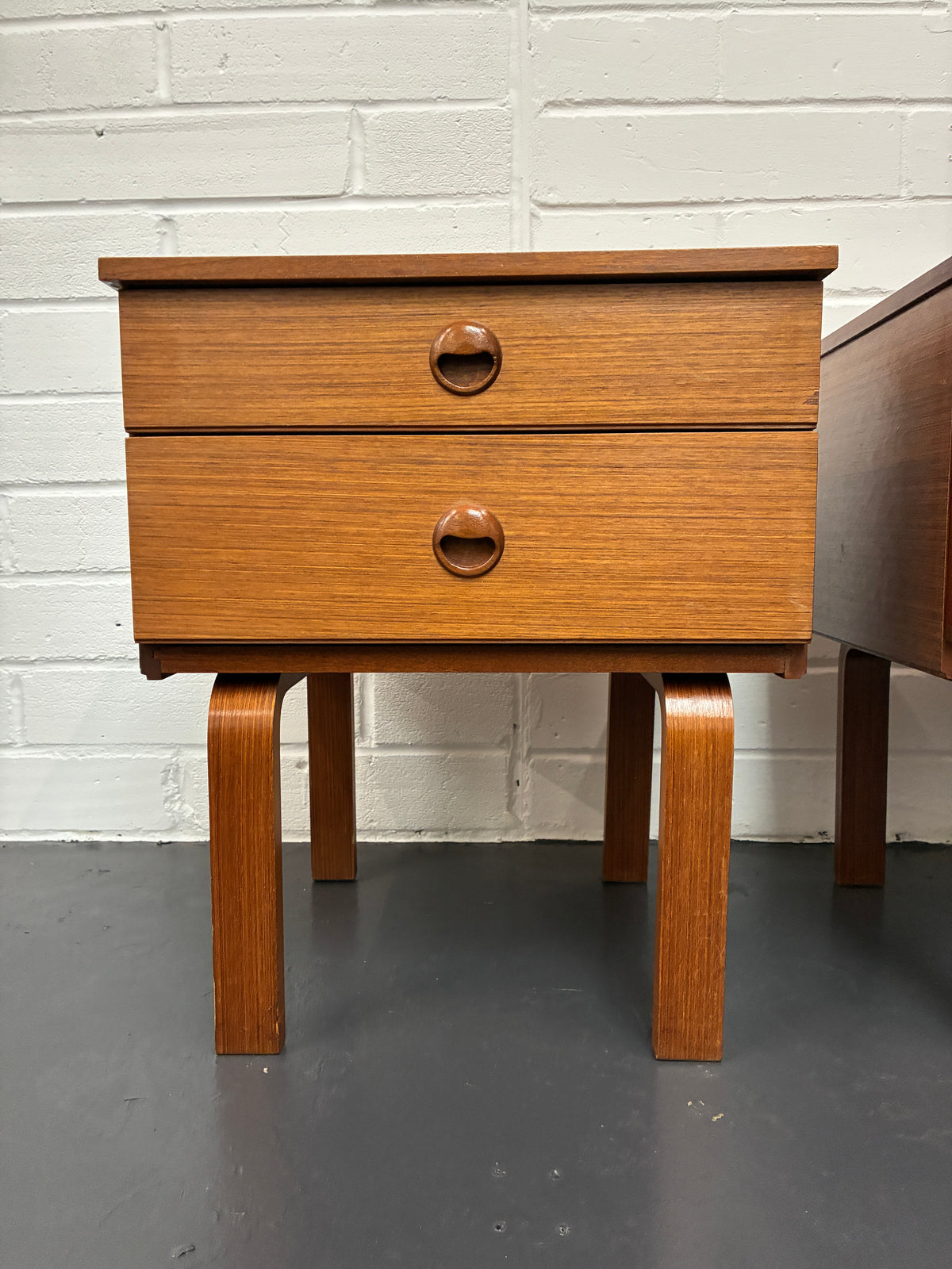 Pair of Vintage Mid-Century Schreiber Bedside Tables | Teak Bedside Cabinets