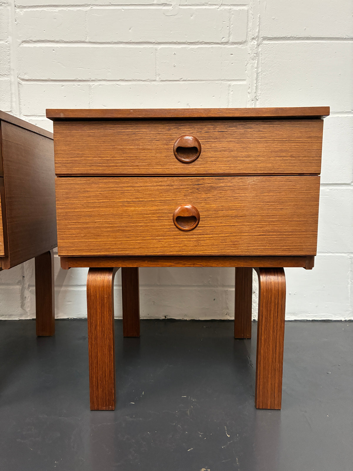 Pair of Vintage Mid-Century Schreiber Bedside Tables | Teak Bedside Cabinets