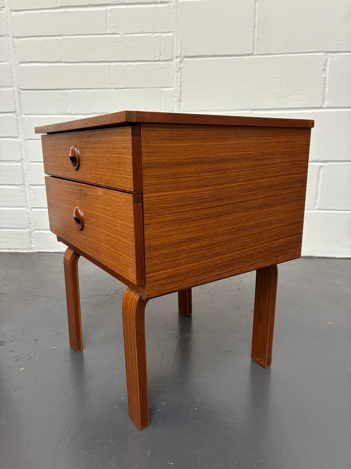 Pair of Vintage Mid-Century Schreiber Bedside Tables | Teak Bedside Cabinets