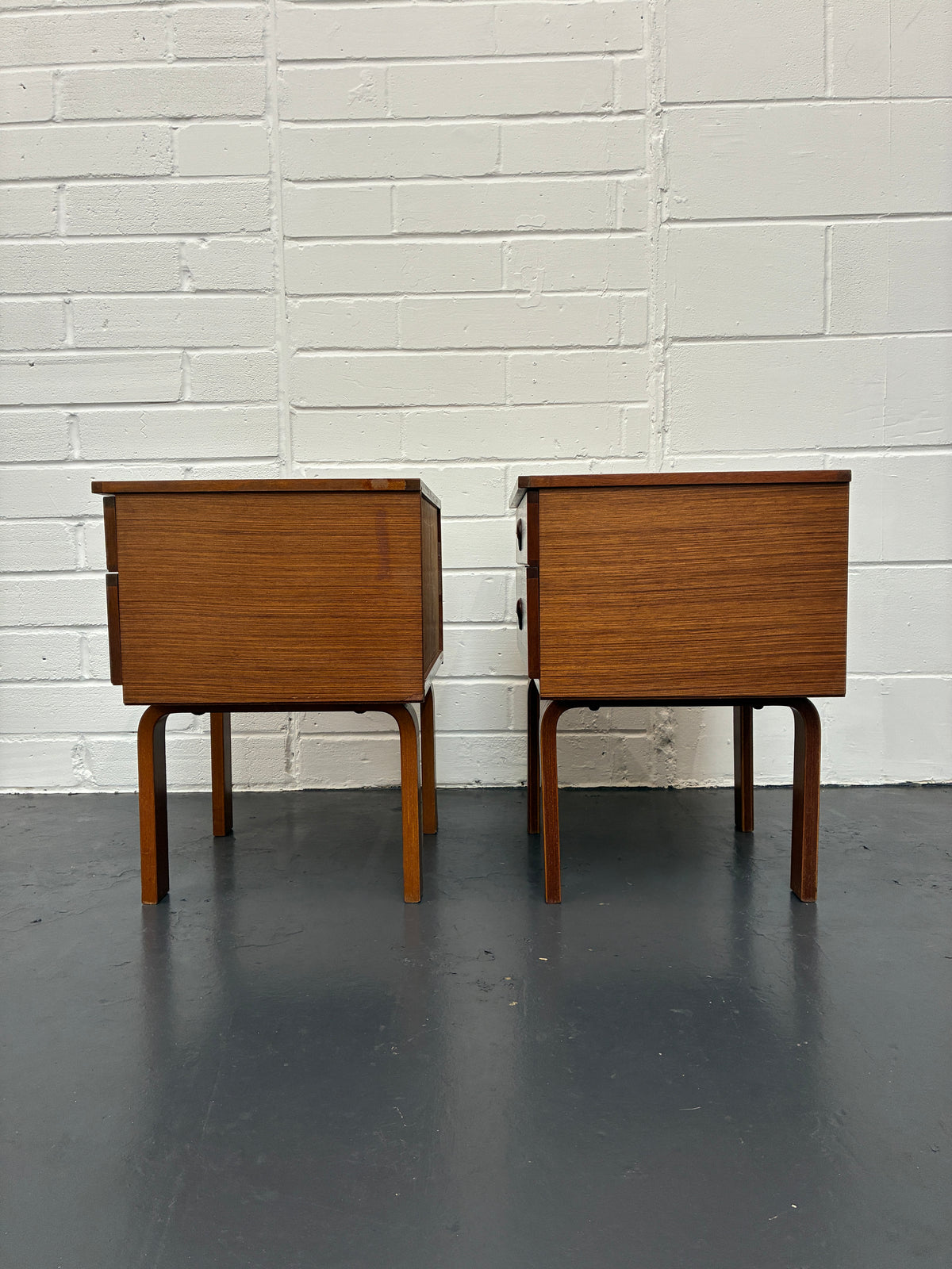 Pair of Vintage Mid-Century Schreiber Bedside Tables | Teak Bedside Cabinets