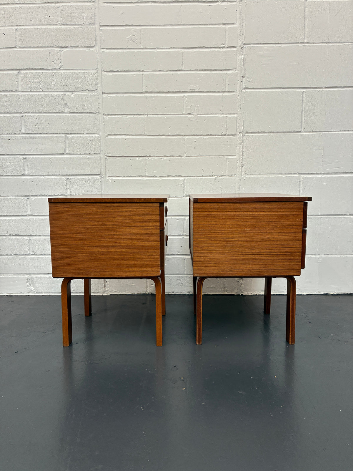 Pair of Vintage Mid-Century Schreiber Bedside Tables | Teak Bedside Cabinets