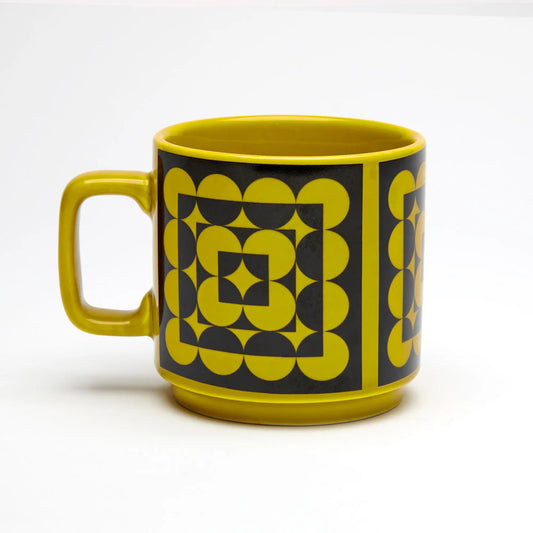 Hornsea Square / Circles Mug Chartreuse Green