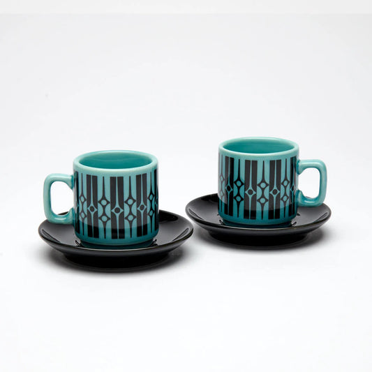 Hornsea Espresso Set of 2 Geometric Teal Cups