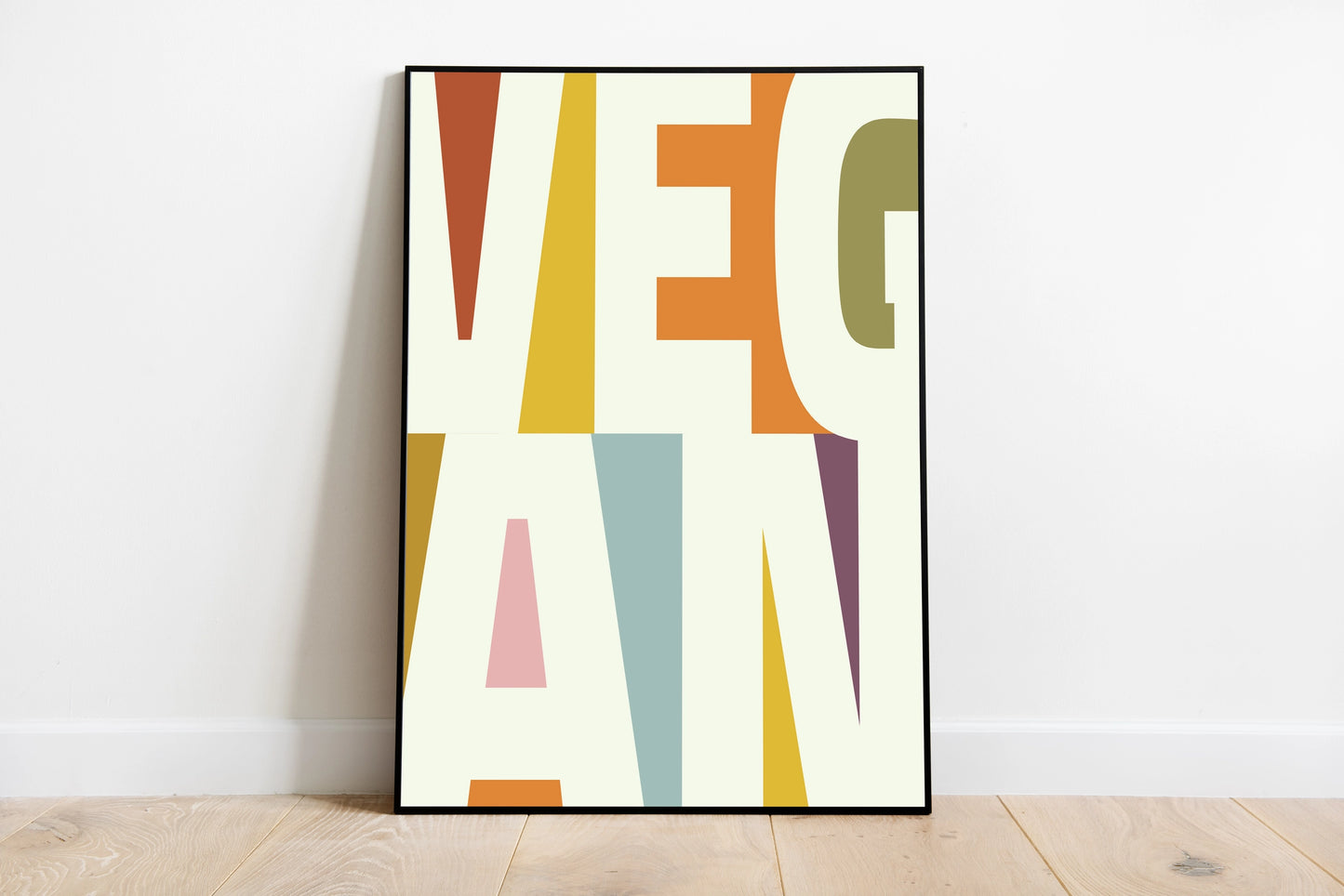 Retro Vegan Print Poster - Multicoloured - Wall Art - A5