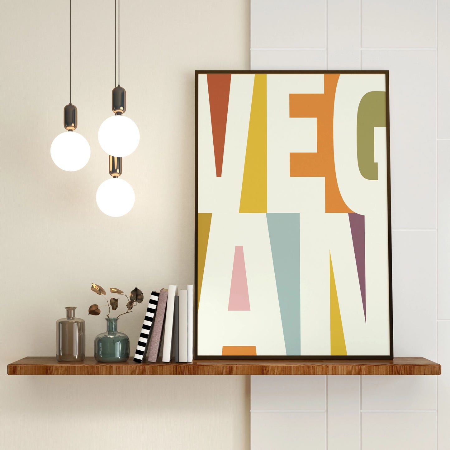 Retro Vegan Print Poster - Multicoloured - Wall Art - A5