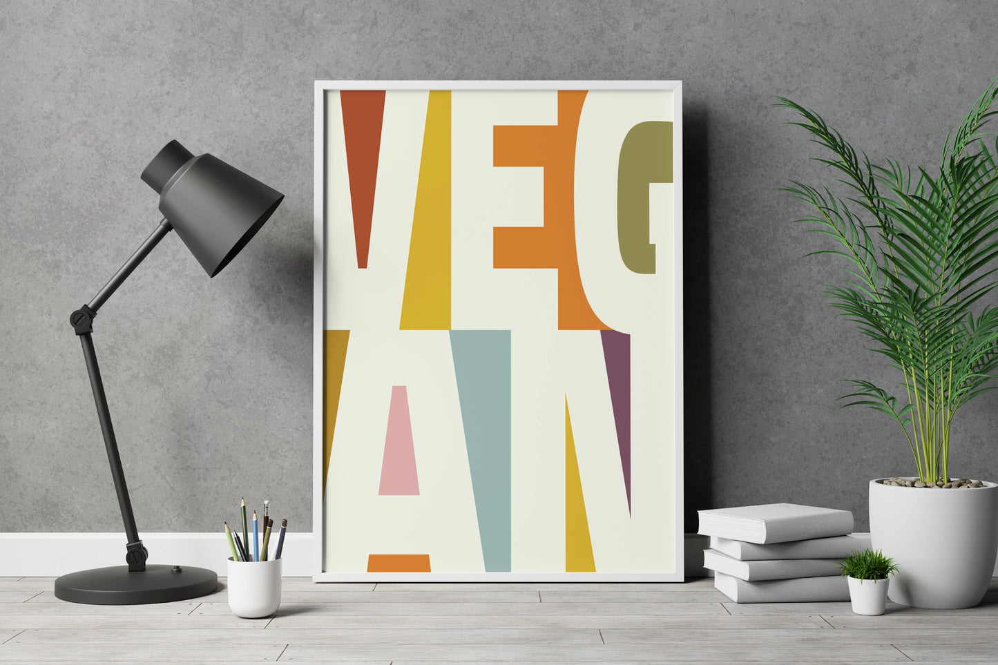 Retro Vegan Print Poster - Multicoloured - Wall Art - A5