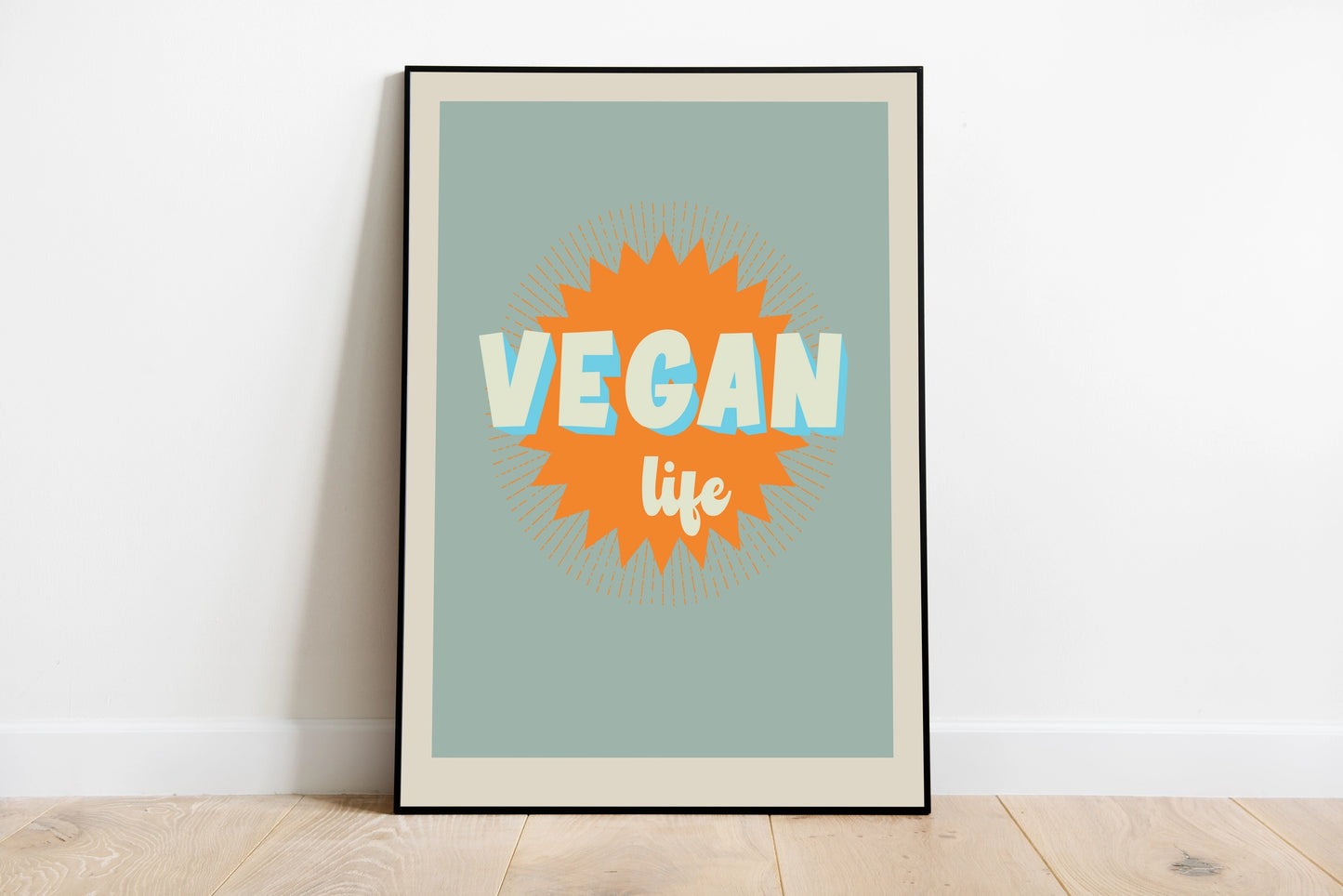 Retro Vegan Life Print Poster - Multicoloured - Wall Art - A5