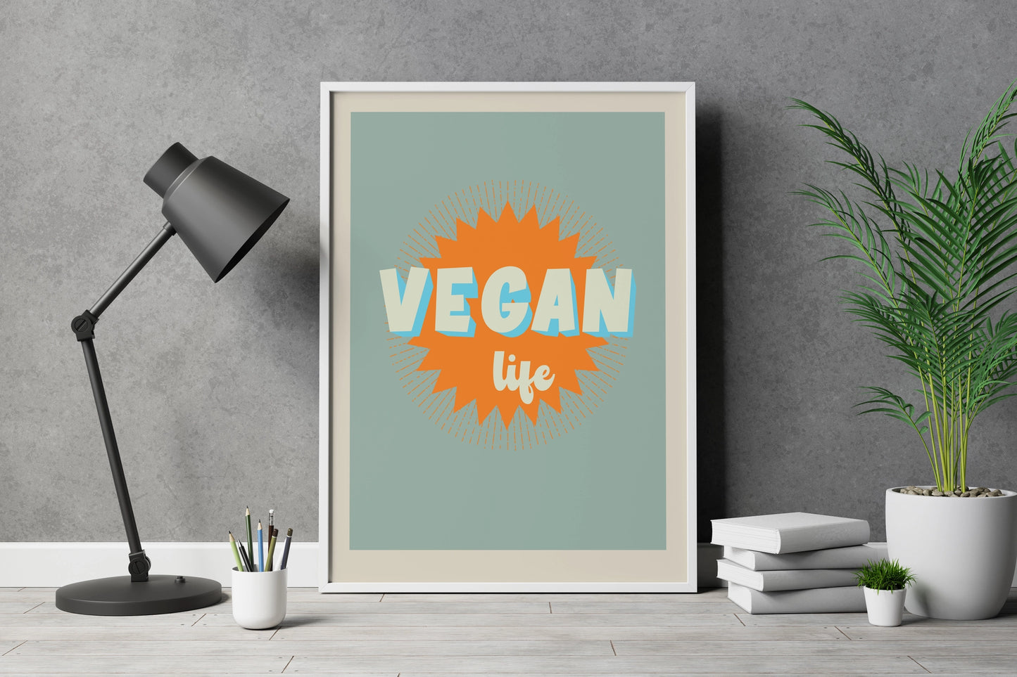 Retro Vegan Life Print Poster - Multicoloured - Wall Art - A5