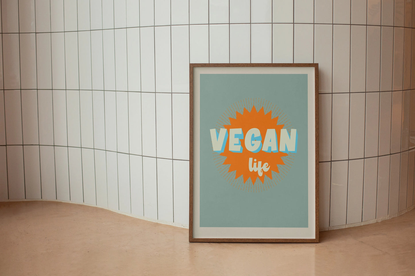 Retro Vegan Life Print Poster - Multicoloured - Wall Art - A5